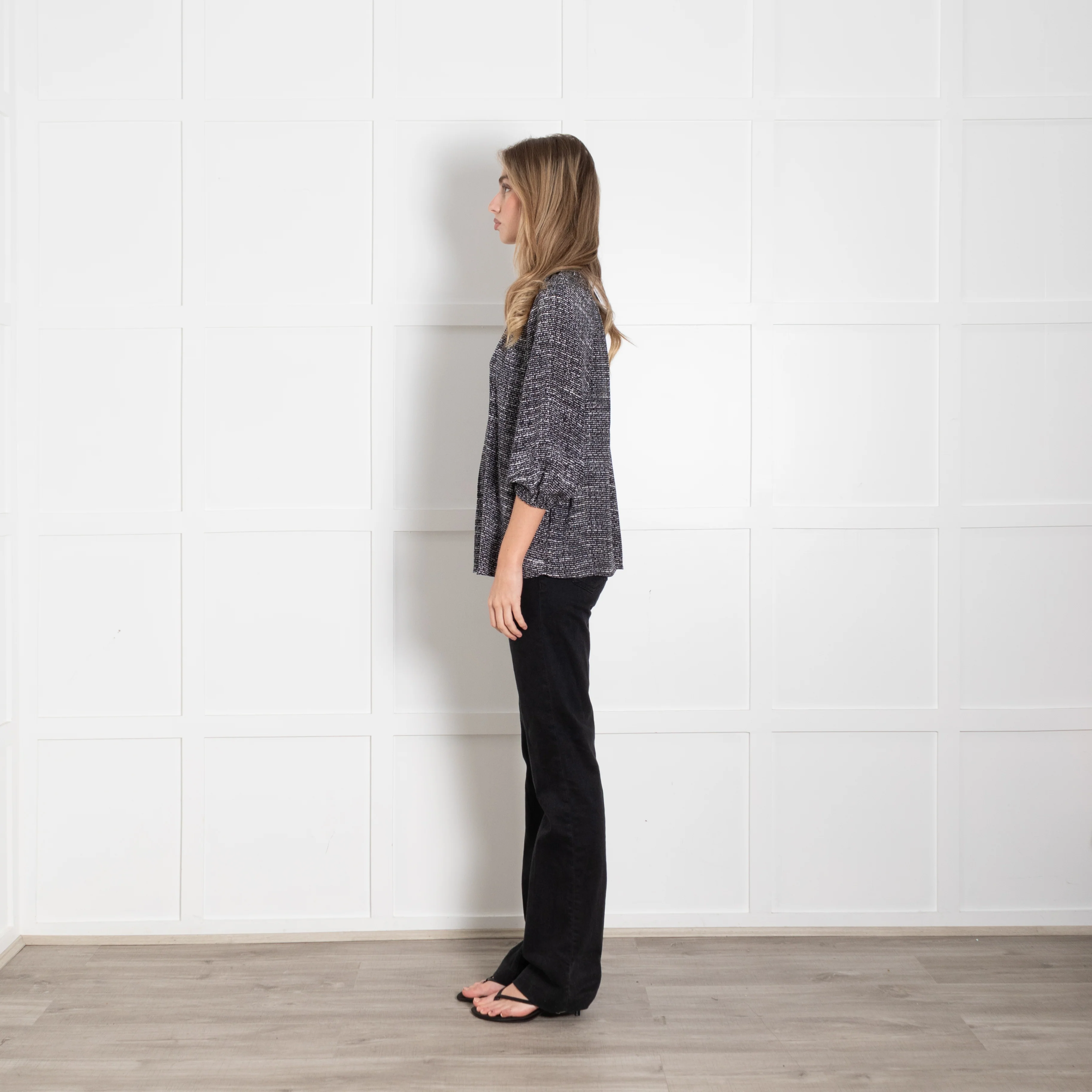Joie Black Check Silk Blouse - Image 4