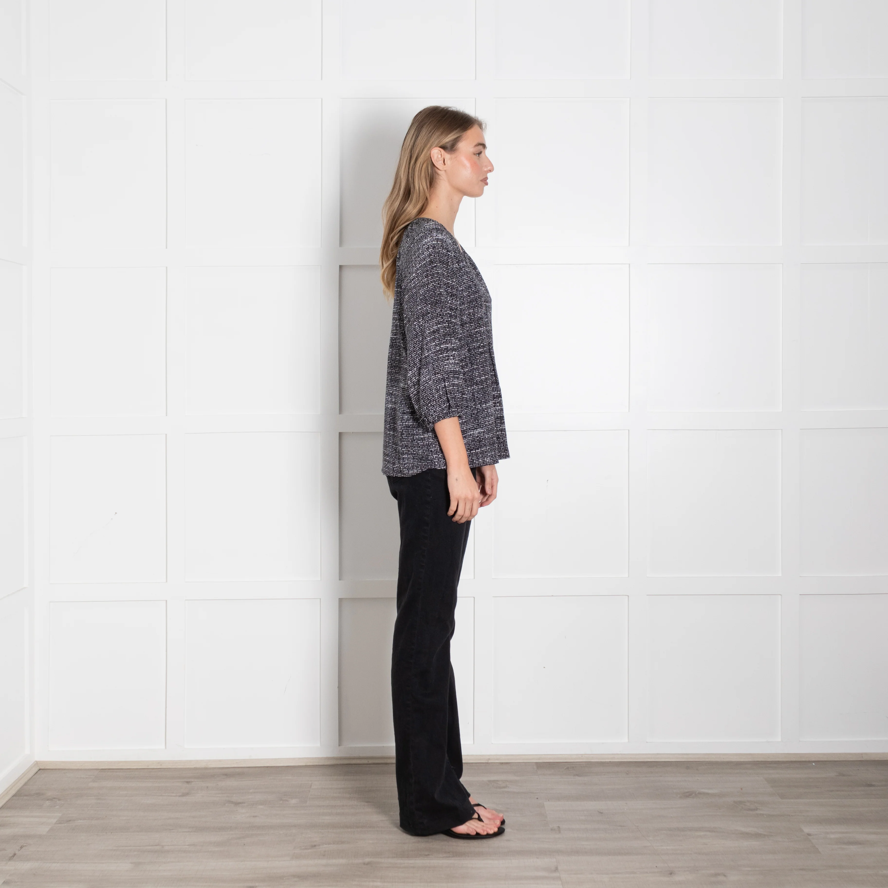 Joie Black Check Silk Blouse - Image 6