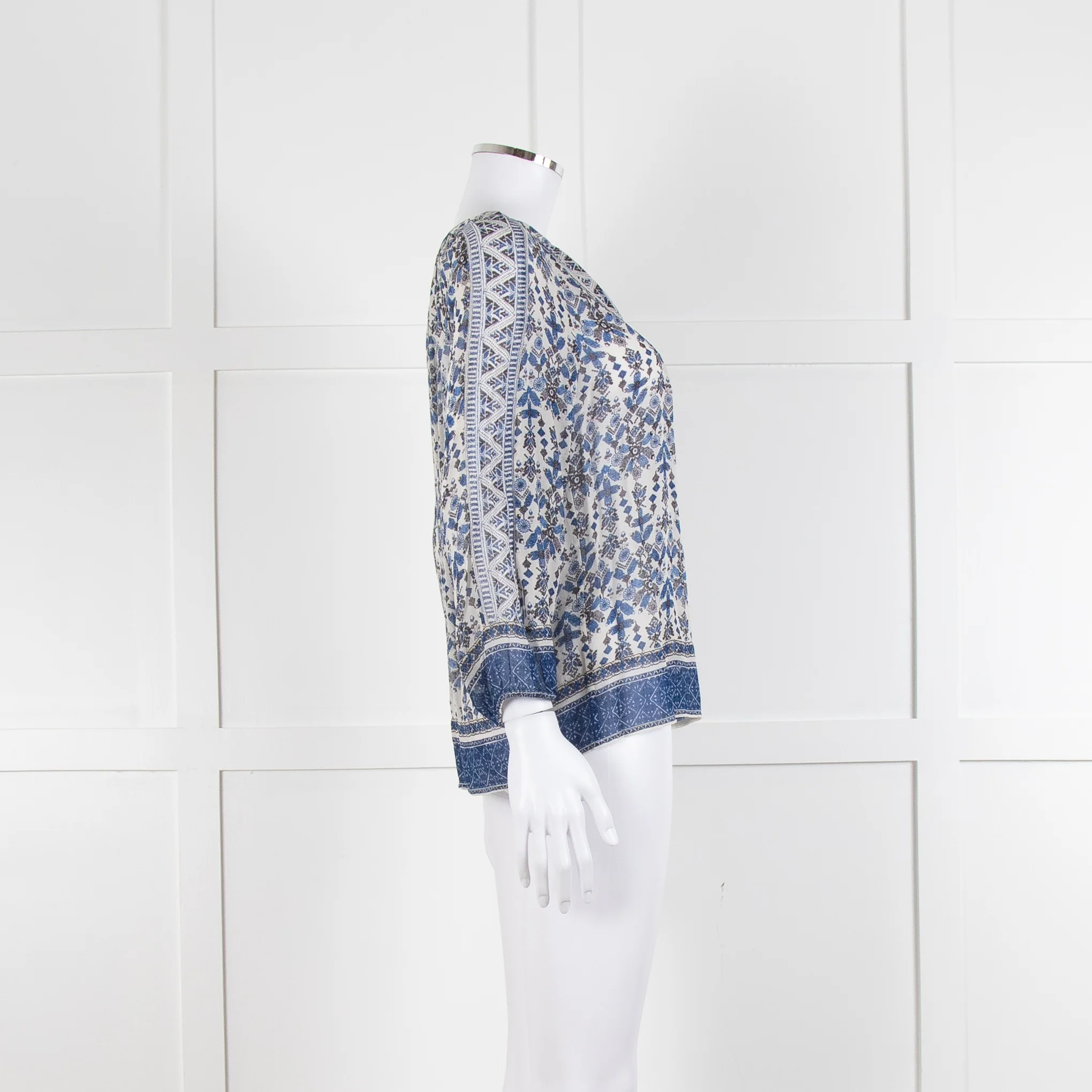 Joie Blue And Grey Silk Paisley Top - Image 3