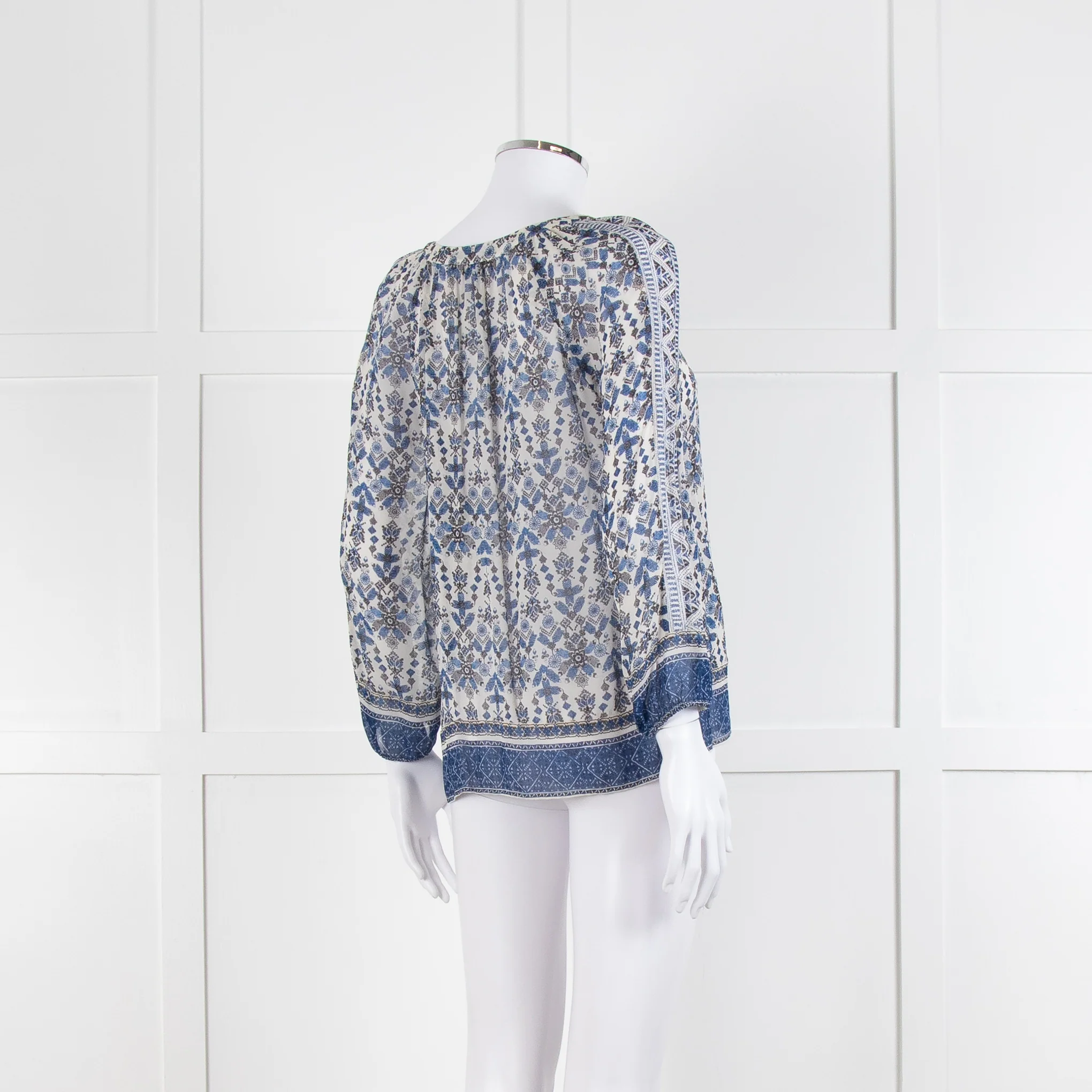 Joie Blue And Grey Silk Paisley Top - Image 4