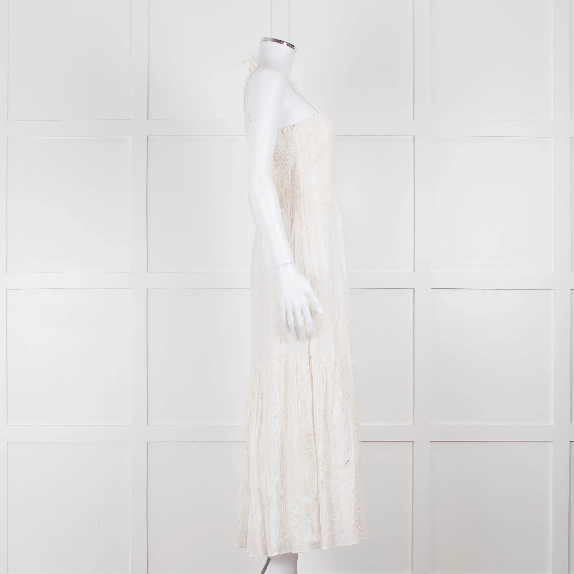 Joie Smocked Cheesecloth Midi Dress with Tie Straps - Image 3