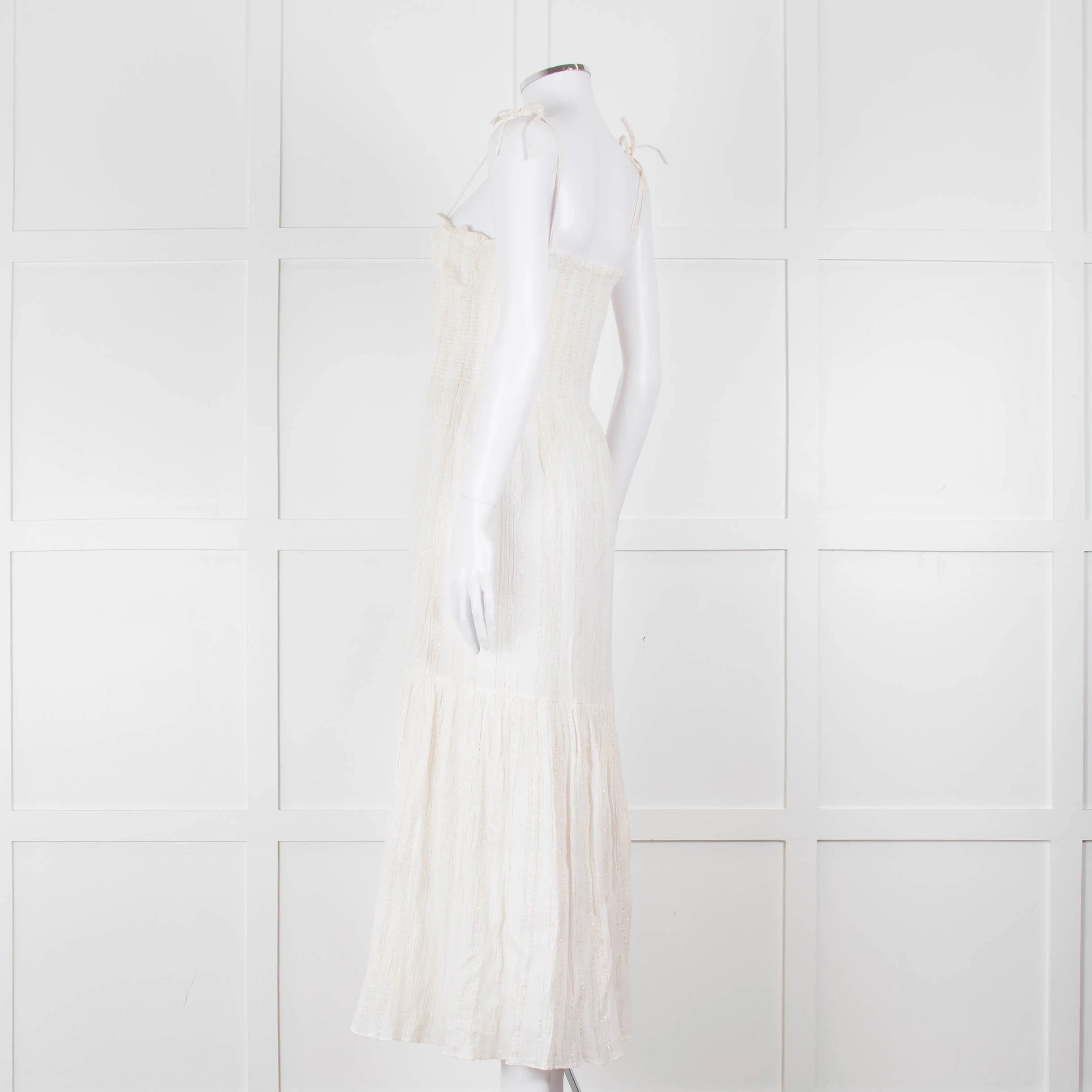 Joie Smocked Cheesecloth Midi Dress with Tie Straps - Image 6