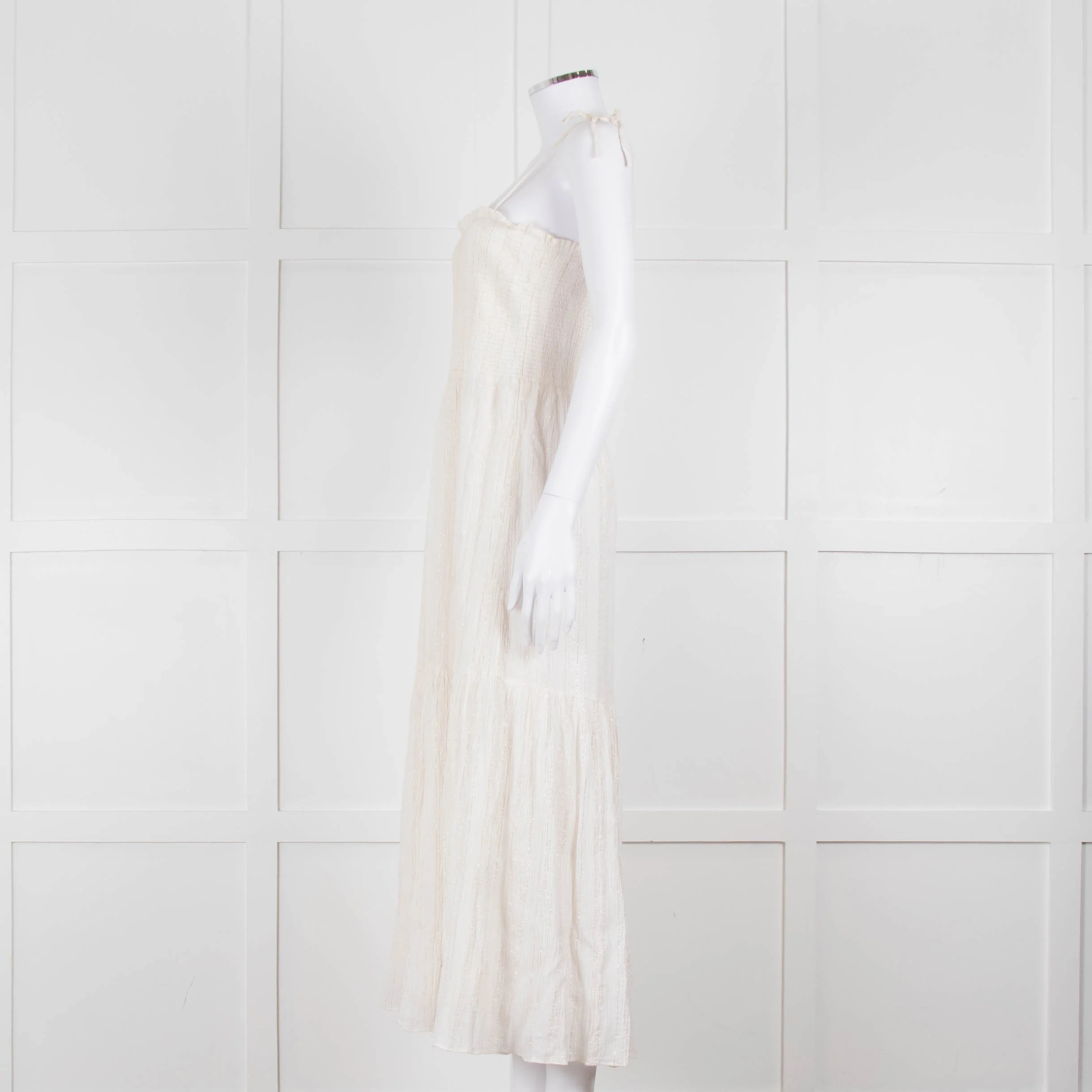 Joie Smocked Cheesecloth Midi Dress with Tie Straps - Image 7