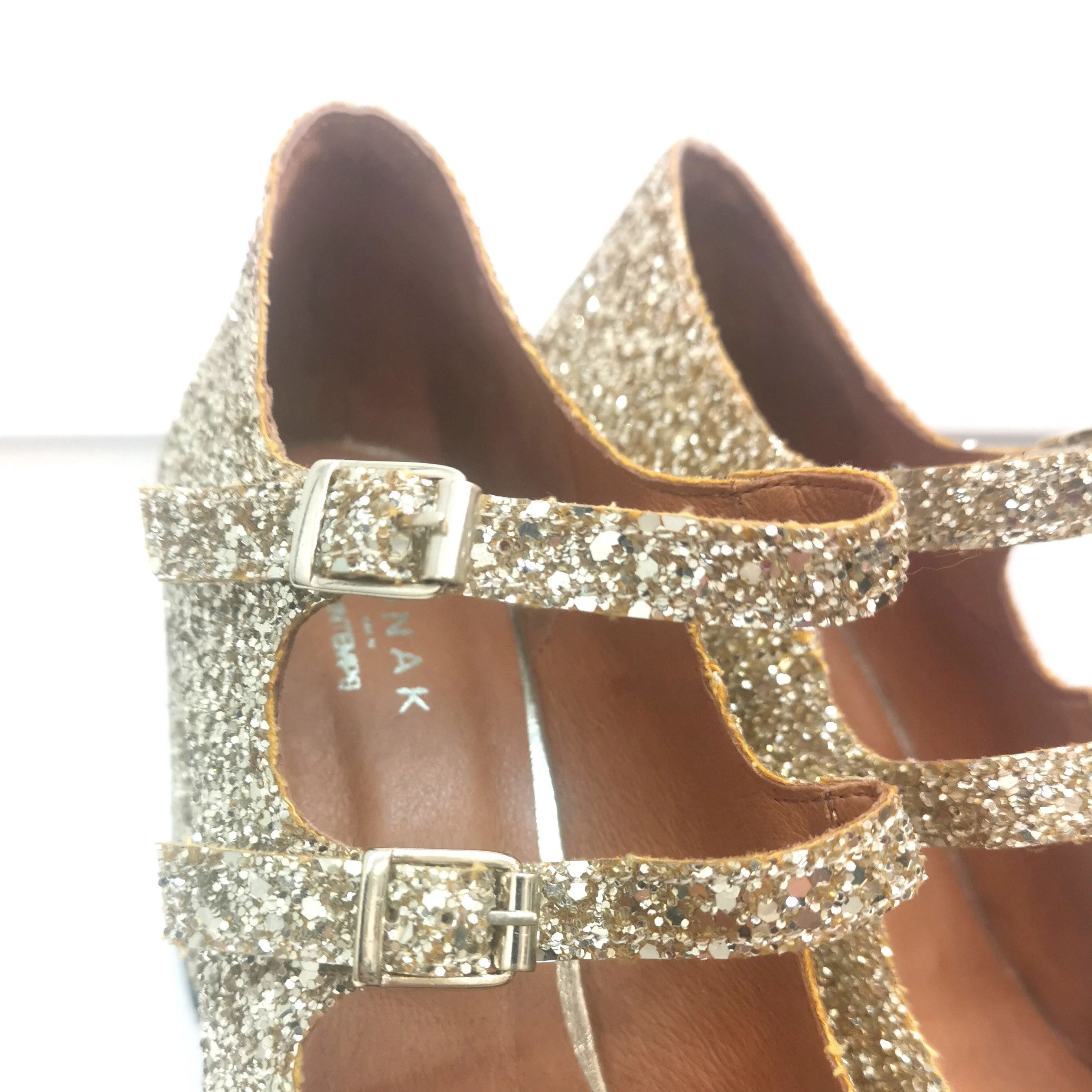 Jonaak Gold Glitter Heels - Image 7