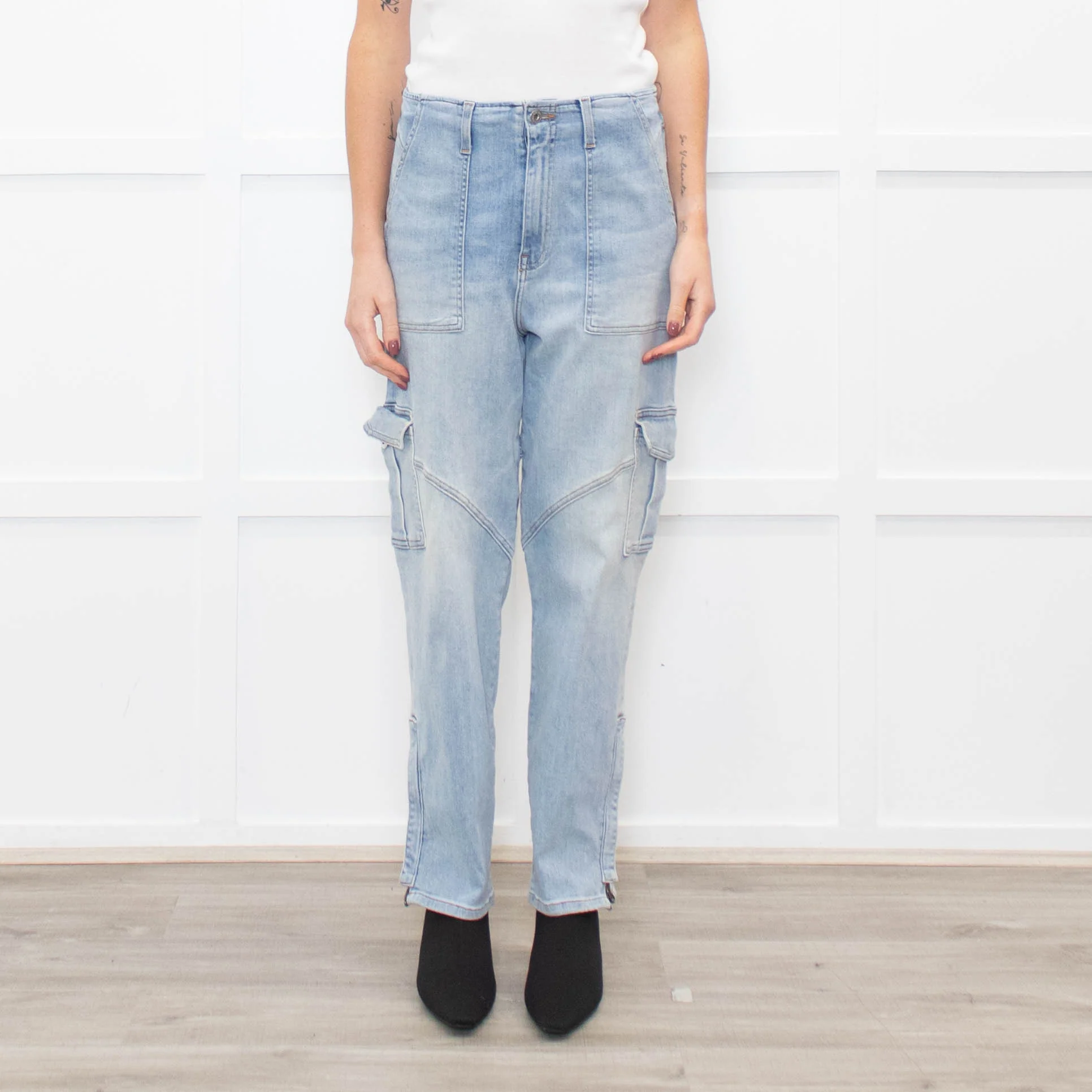 Jonathan Simkhai Pale Blue Jeans with Side Pockets And Zips - Image 2