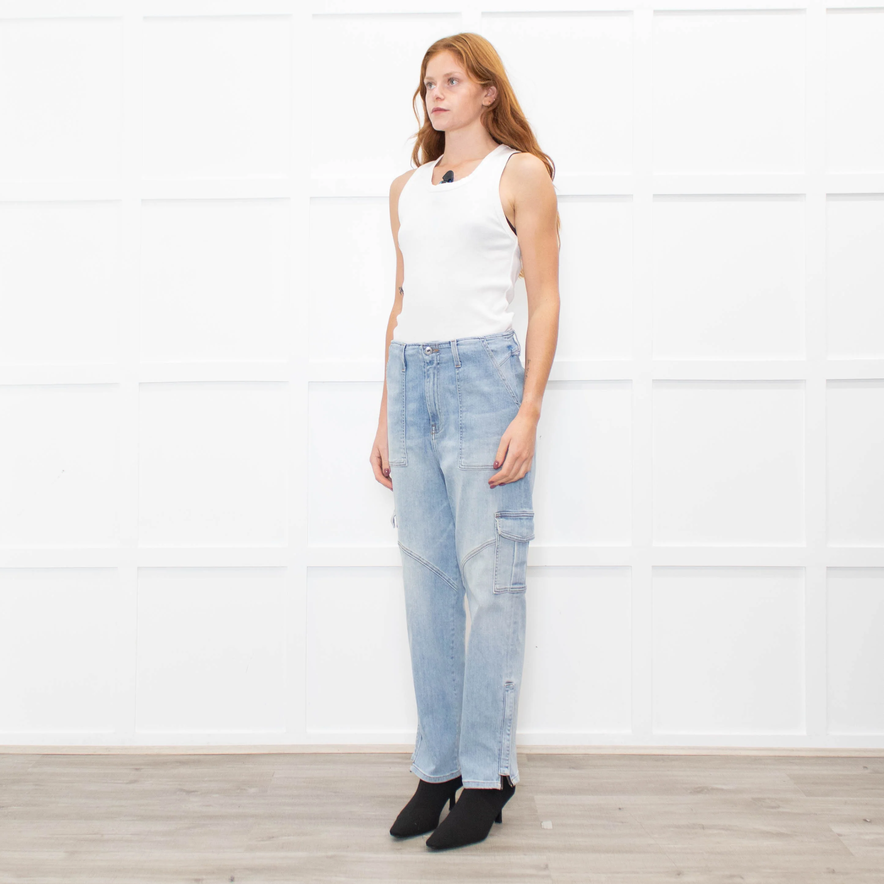 Jonathan Simkhai Pale Blue Jeans with Side Pockets And Zips - Image 3