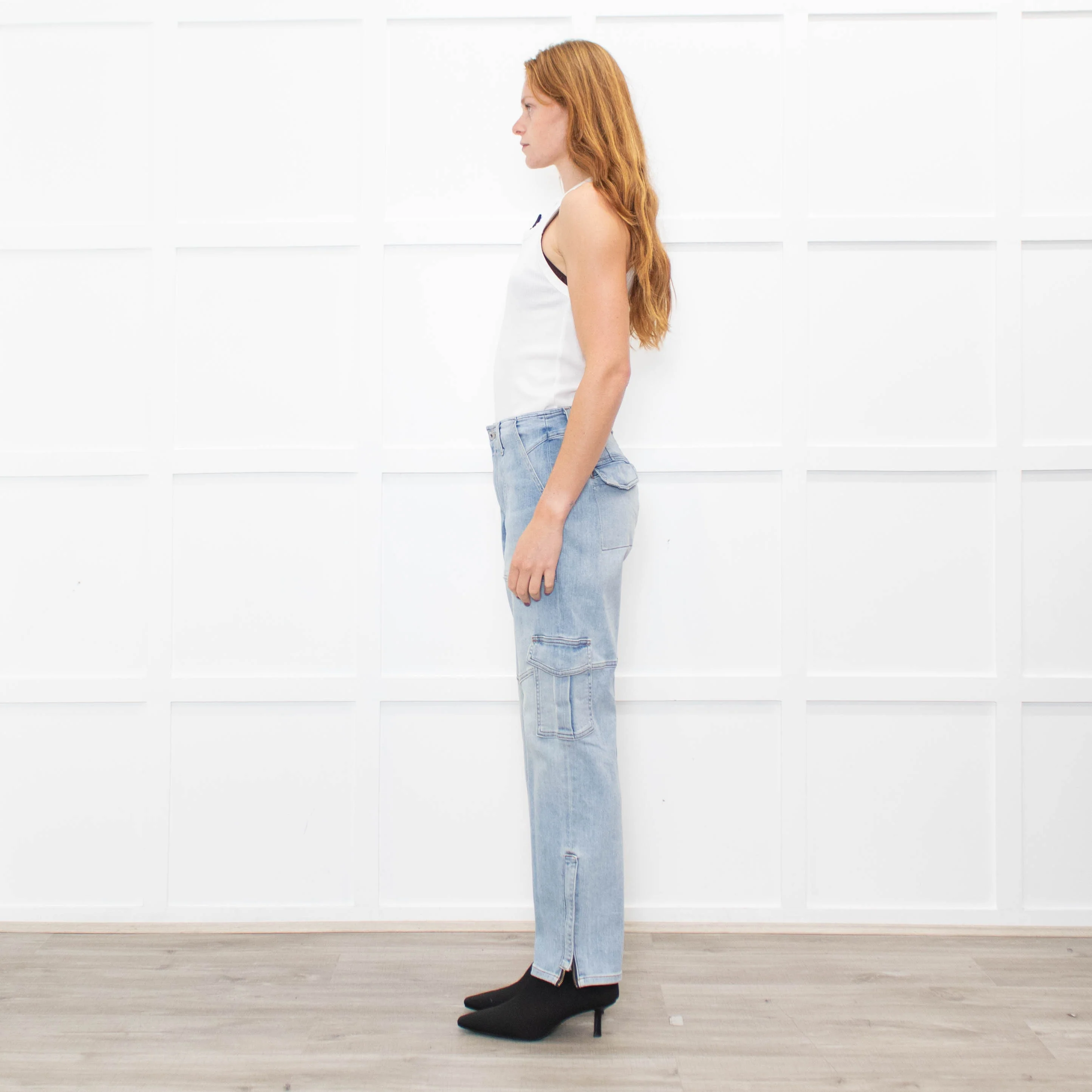 Jonathan Simkhai Pale Blue Jeans with Side Pockets And Zips - Image 4