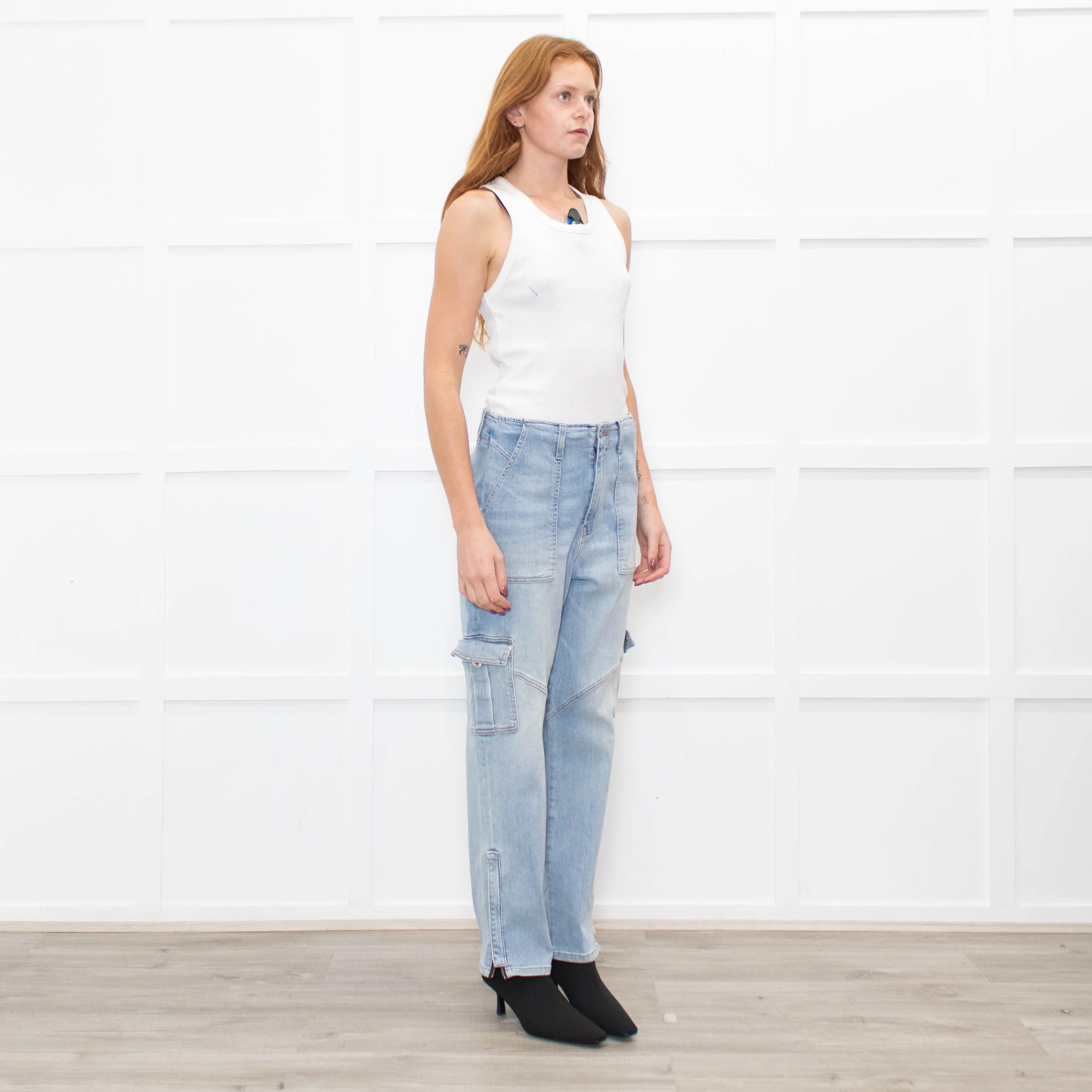 Jonathan Simkhai Pale Blue Jeans with Side Pockets And Zips - Image 7