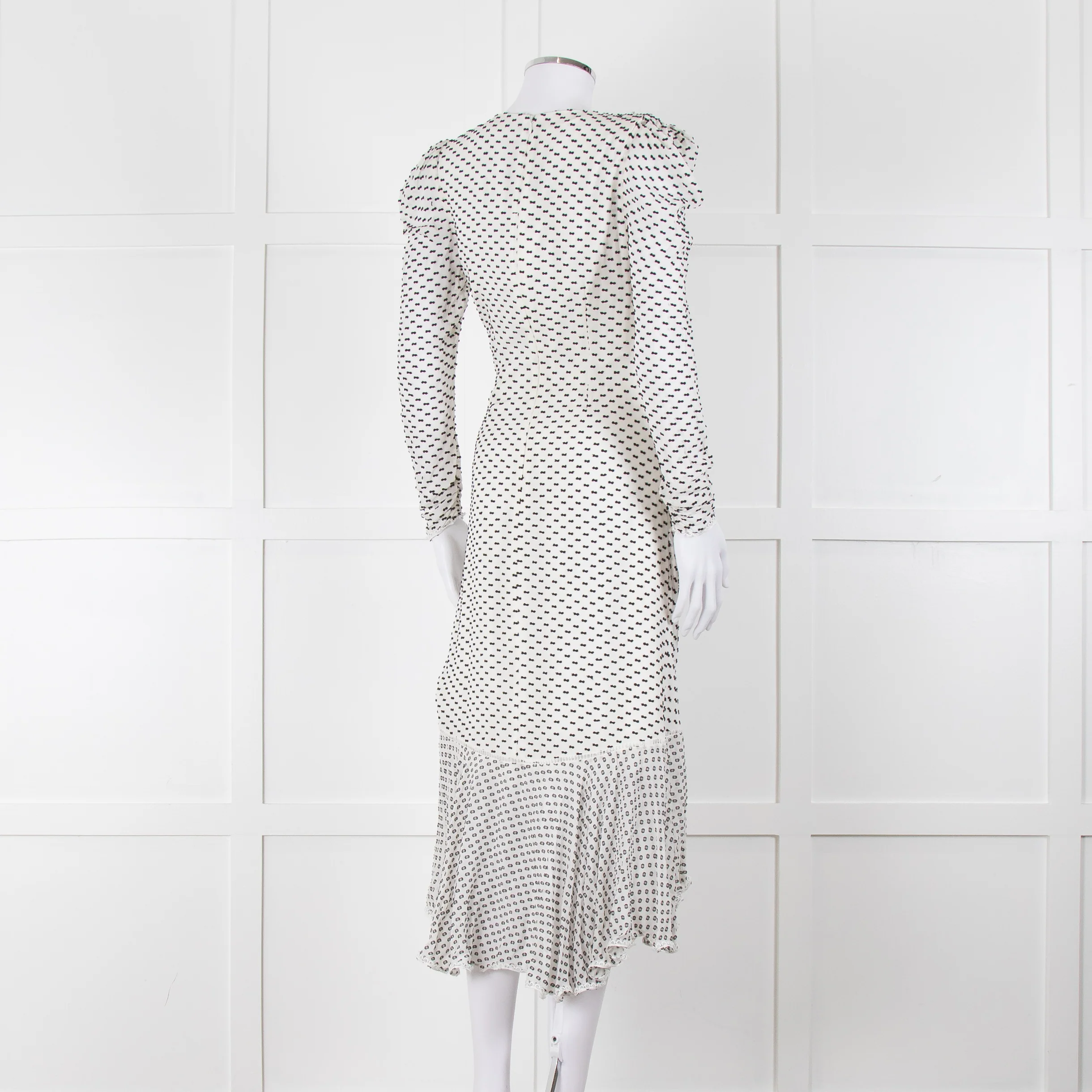 Jonathan Simkhai White Black Ruffle Long Sleeve Dress - Image 4