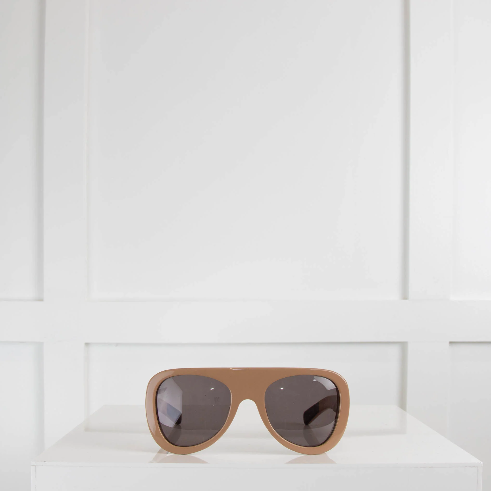 Joseph Beige Aviator Chunky Sunglasses