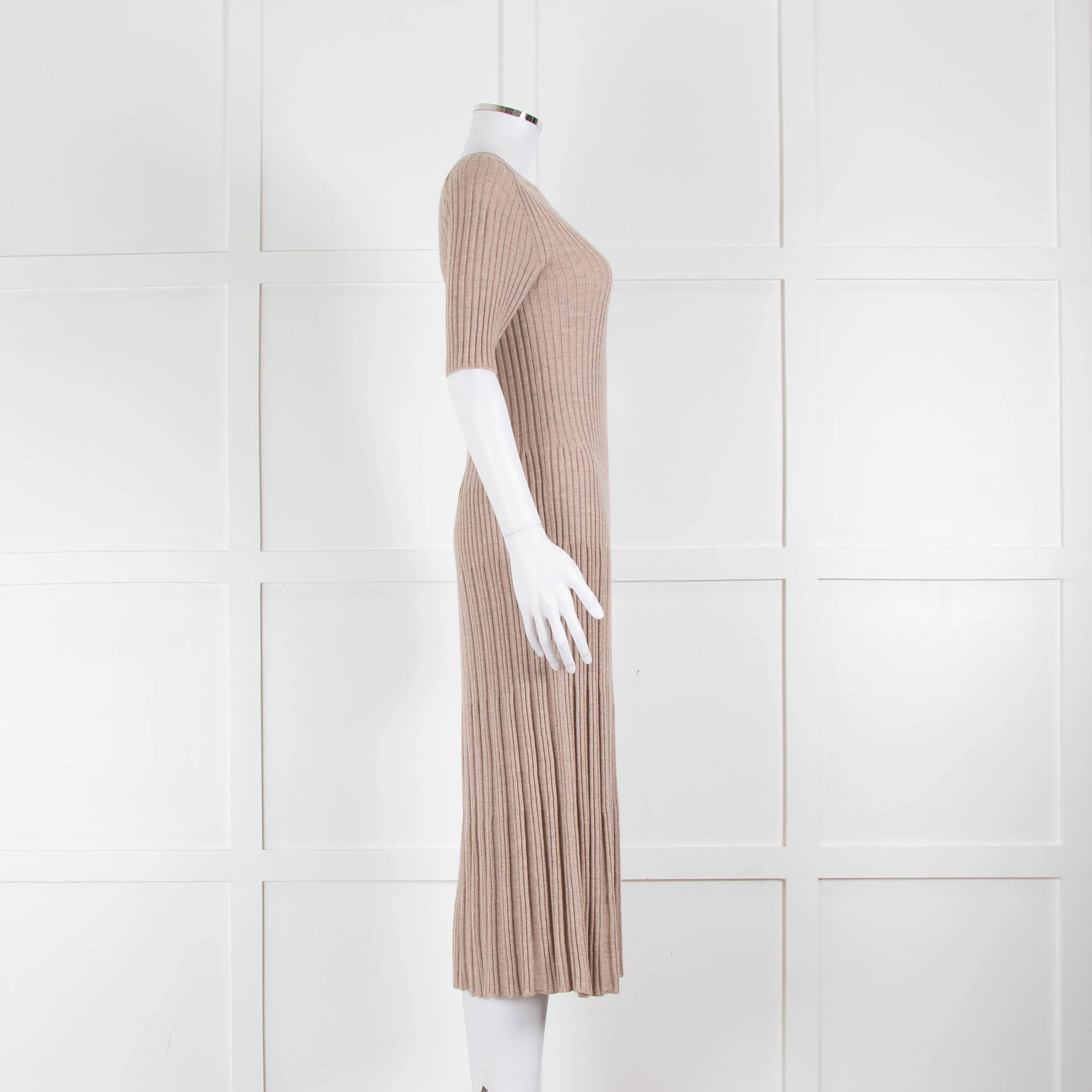 Joseph Beige Knit Ribbed Short Sleeve Dress - Image 2
