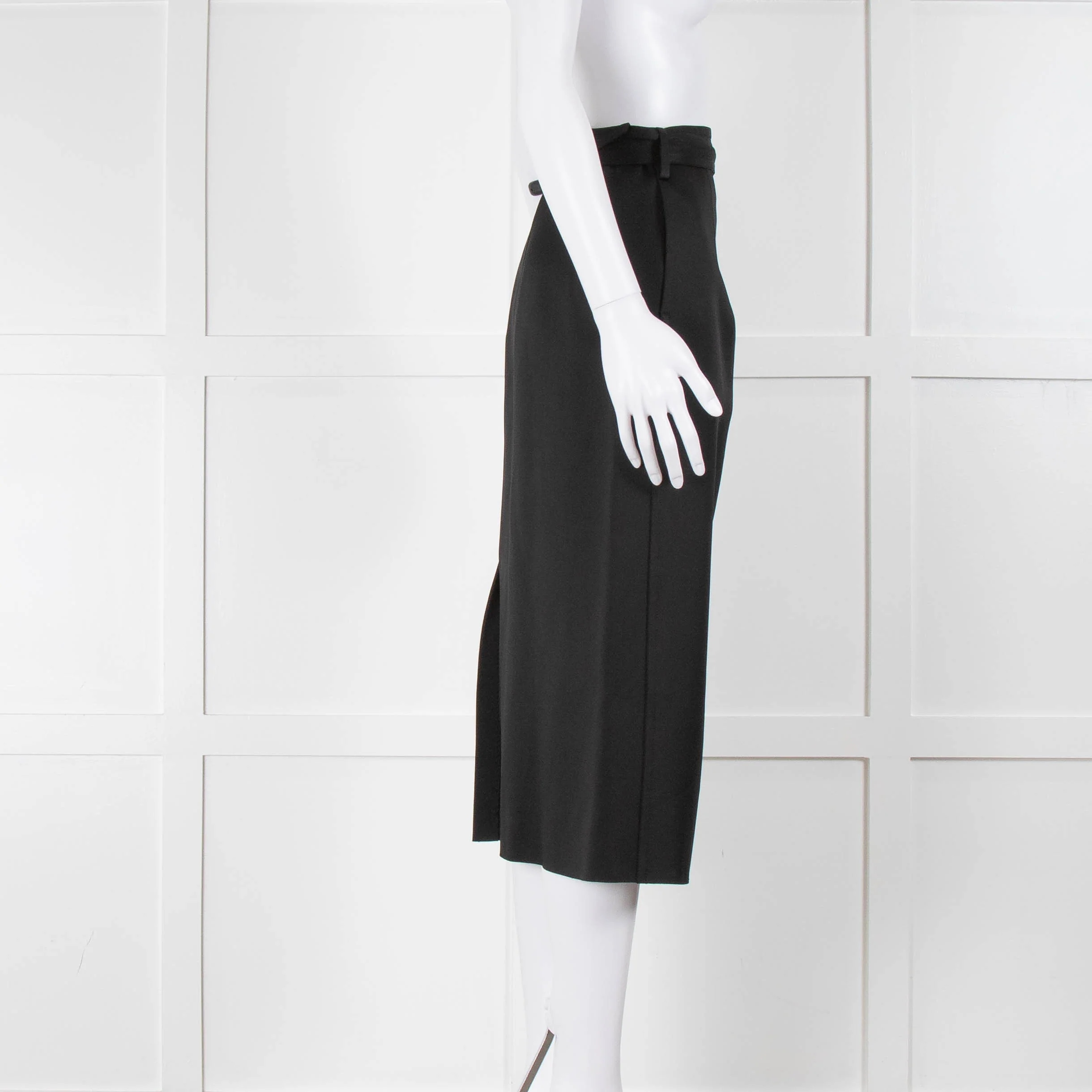 Joseph Black Belted Satin Pencil Skirt - Image 2