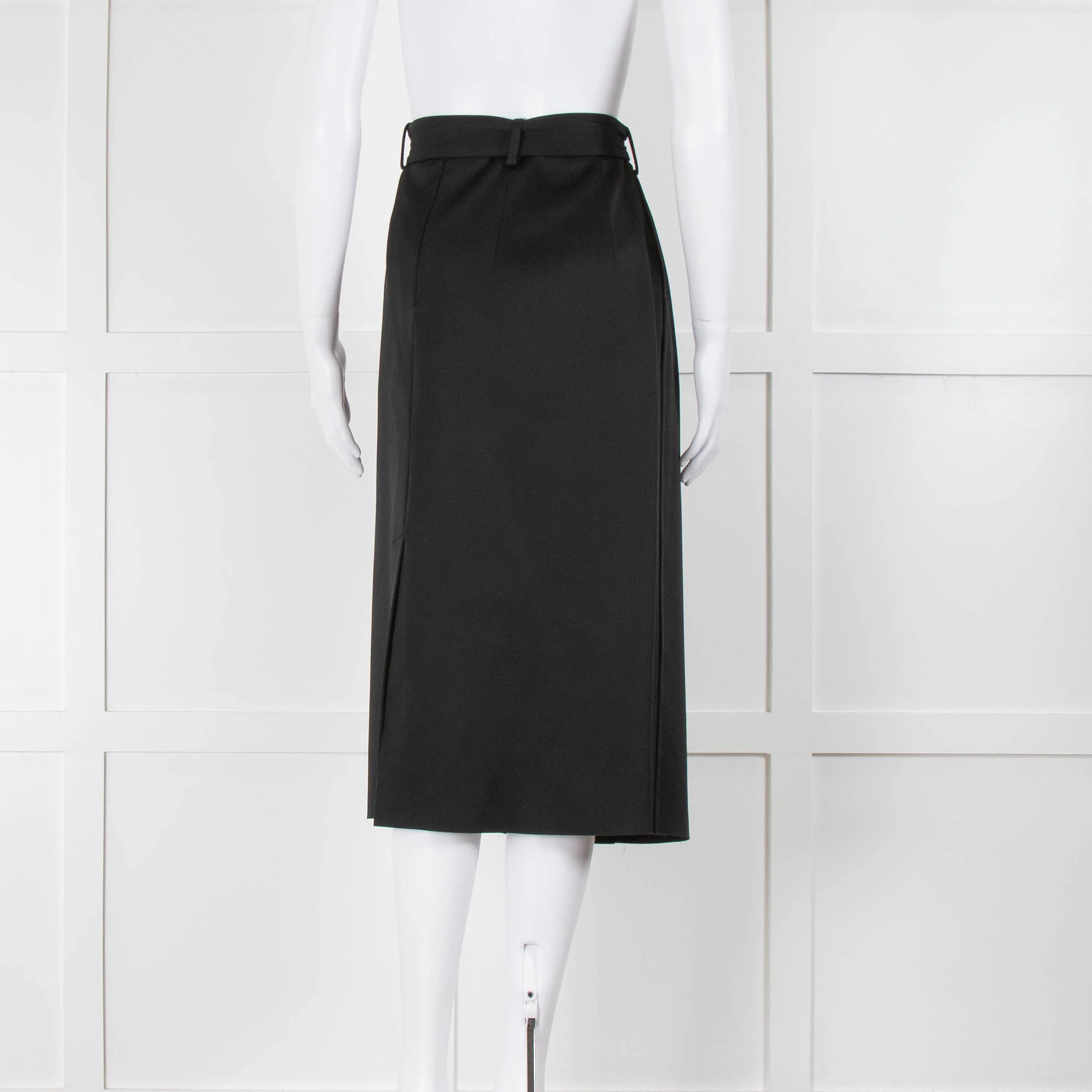 Joseph Black Belted Satin Pencil Skirt - Image 3