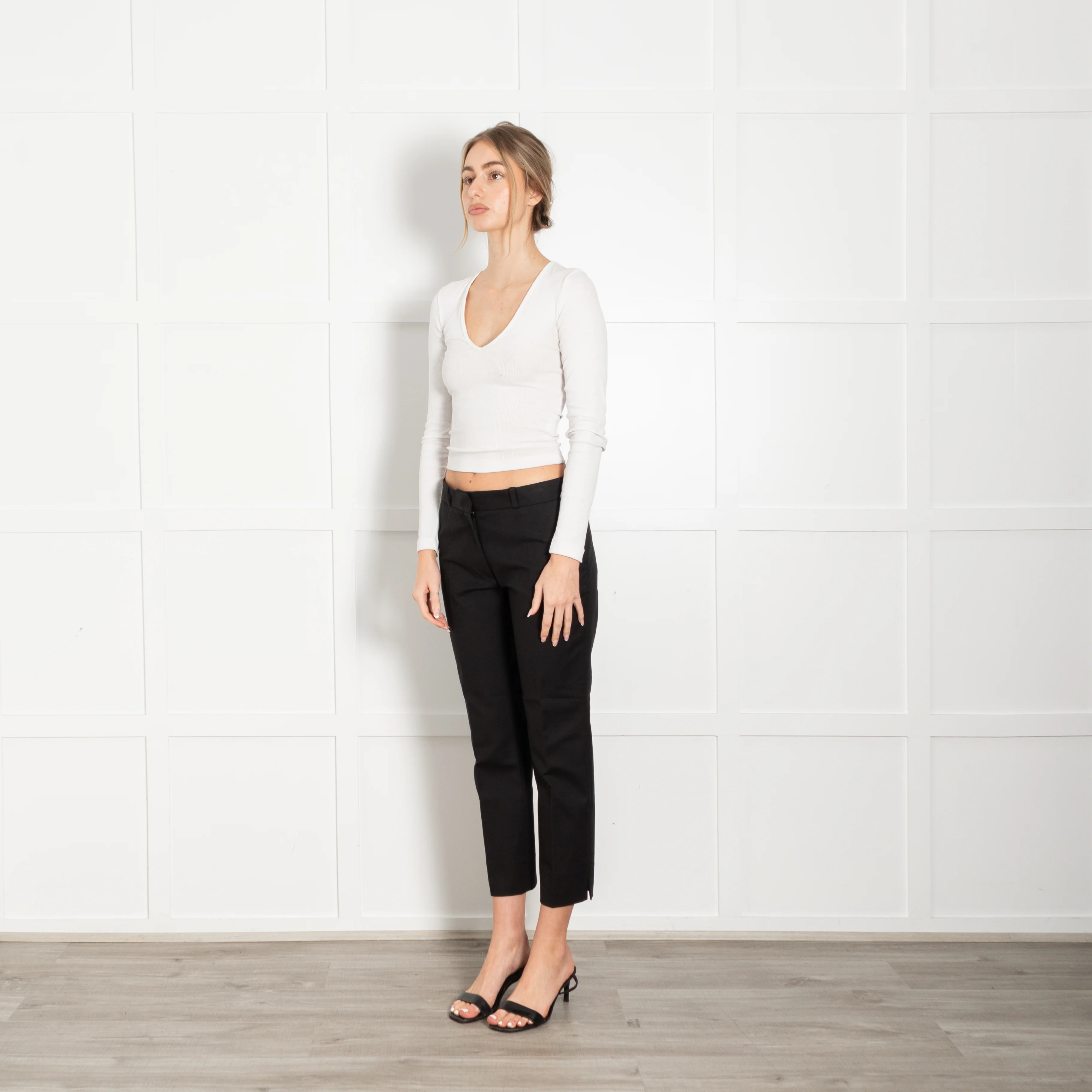 Joseph Black Double Cotton Slim Leg Trousers - Image 3
