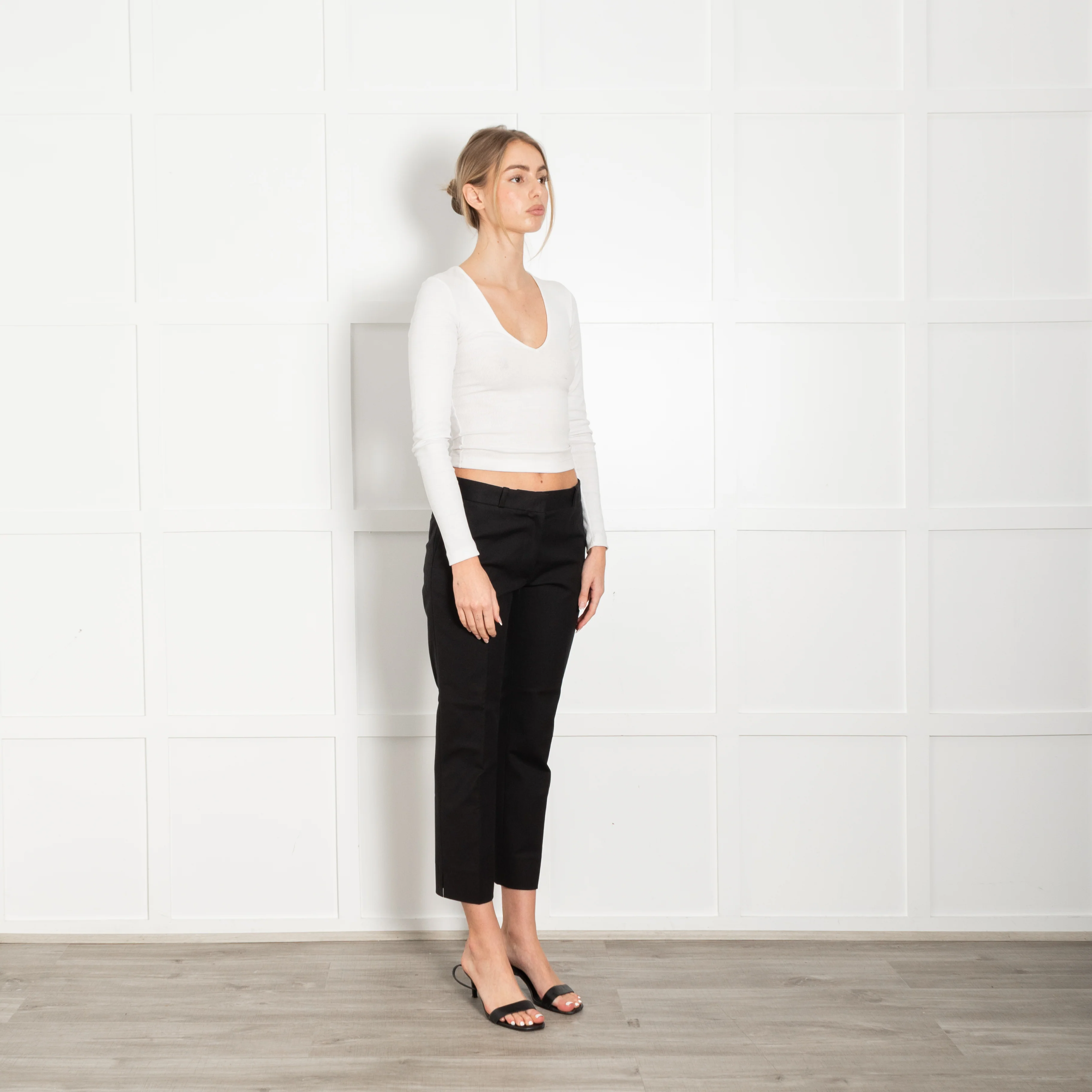 Joseph Black Double Cotton Slim Leg Trousers - Image 7