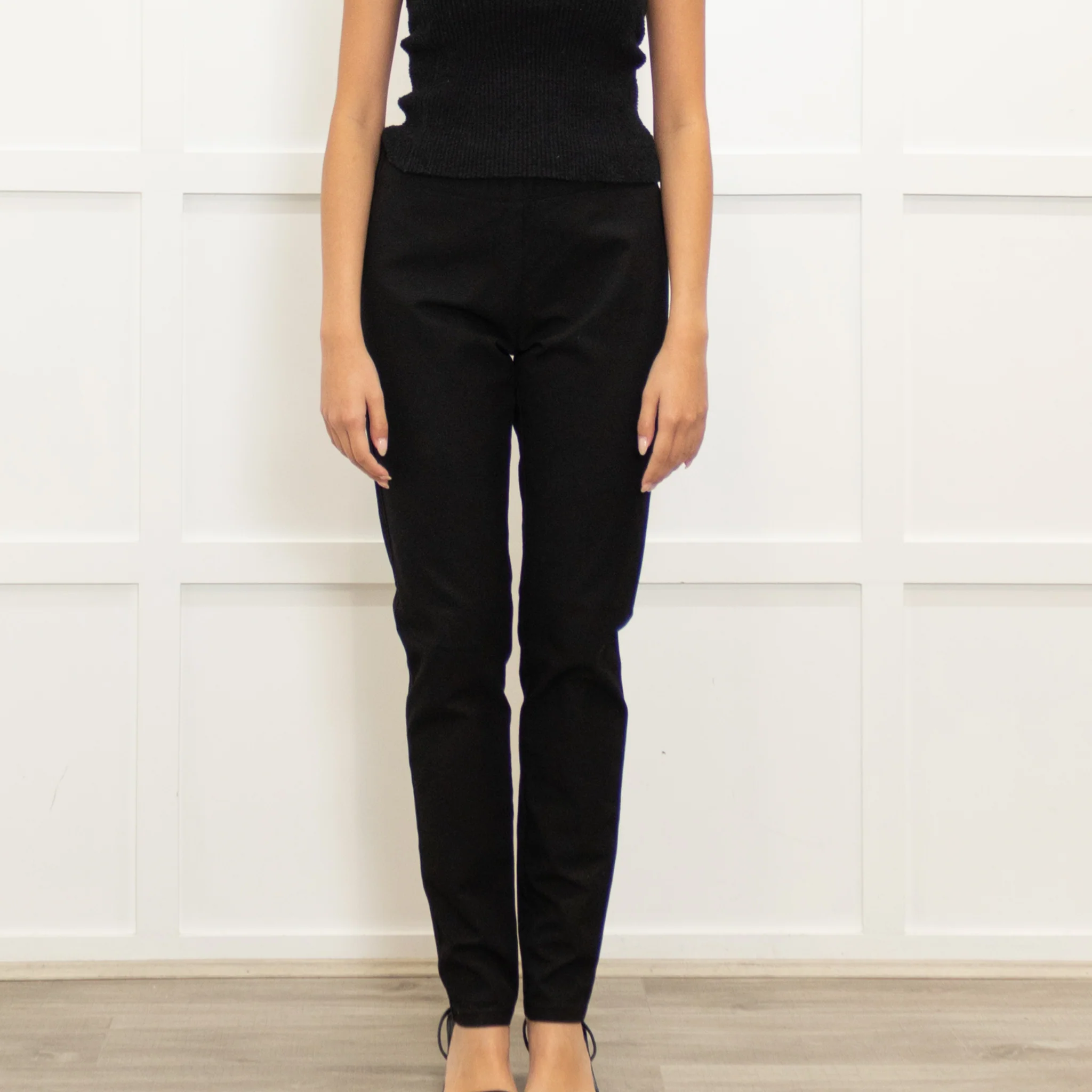 Joseph Black Elastic Waist Skinny Leg Trousers - Image 2