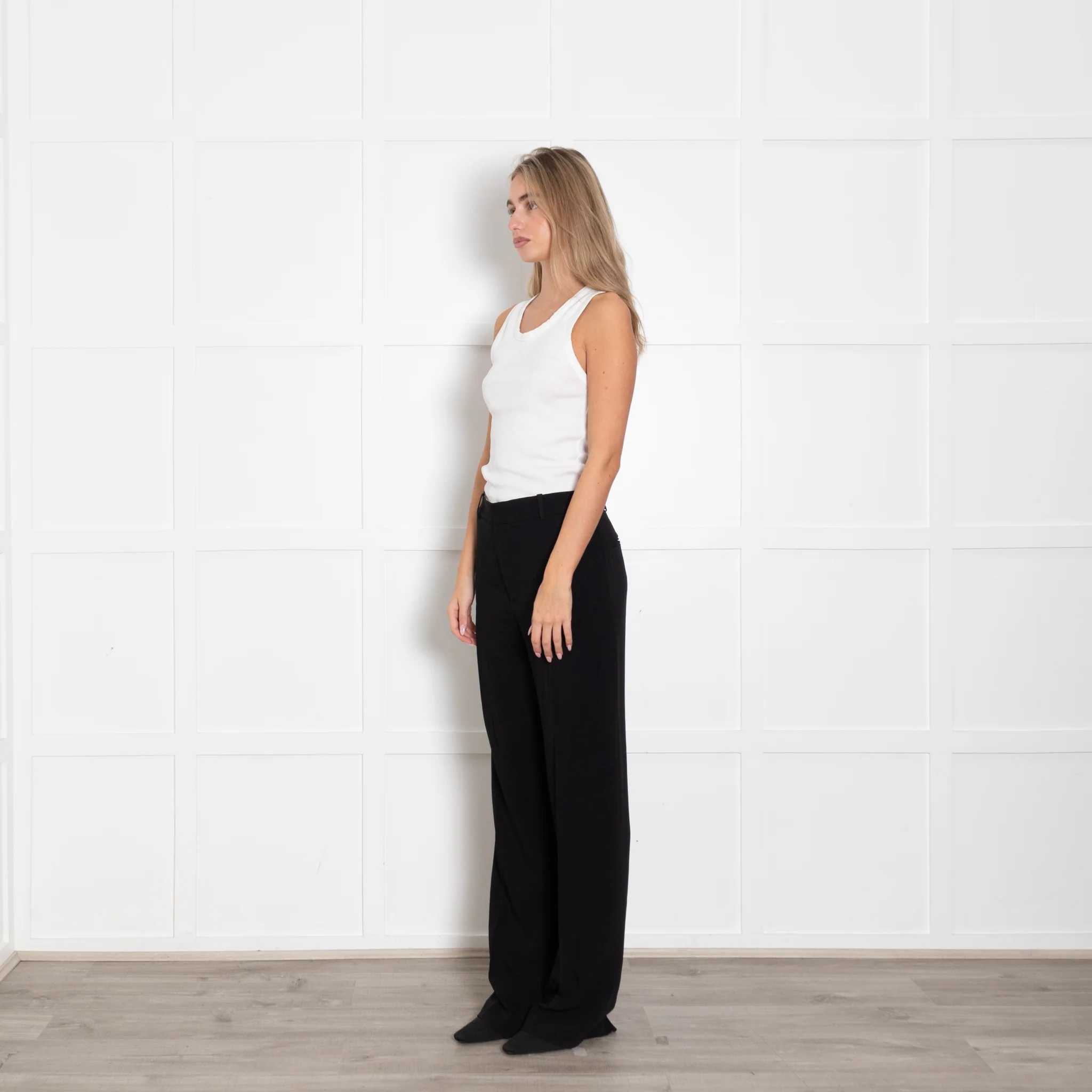 Joseph Black High Waisted Wide Leg Trousers - Image 3