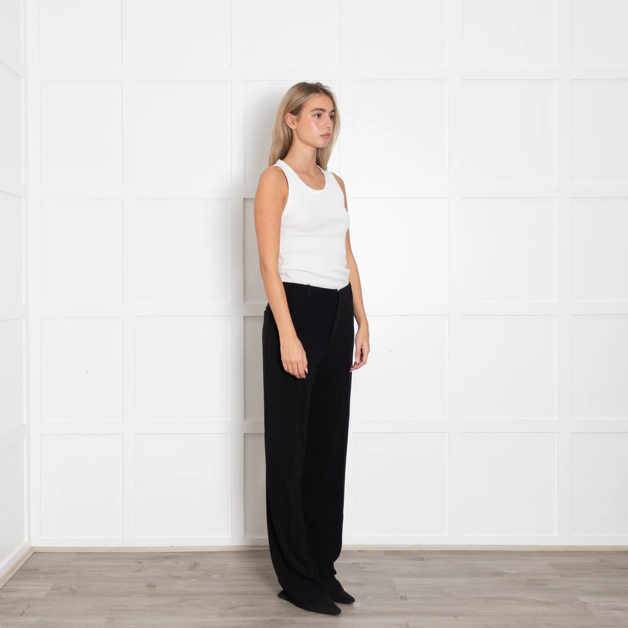 Joseph Black High Waisted Wide Leg Trousers - Image 7