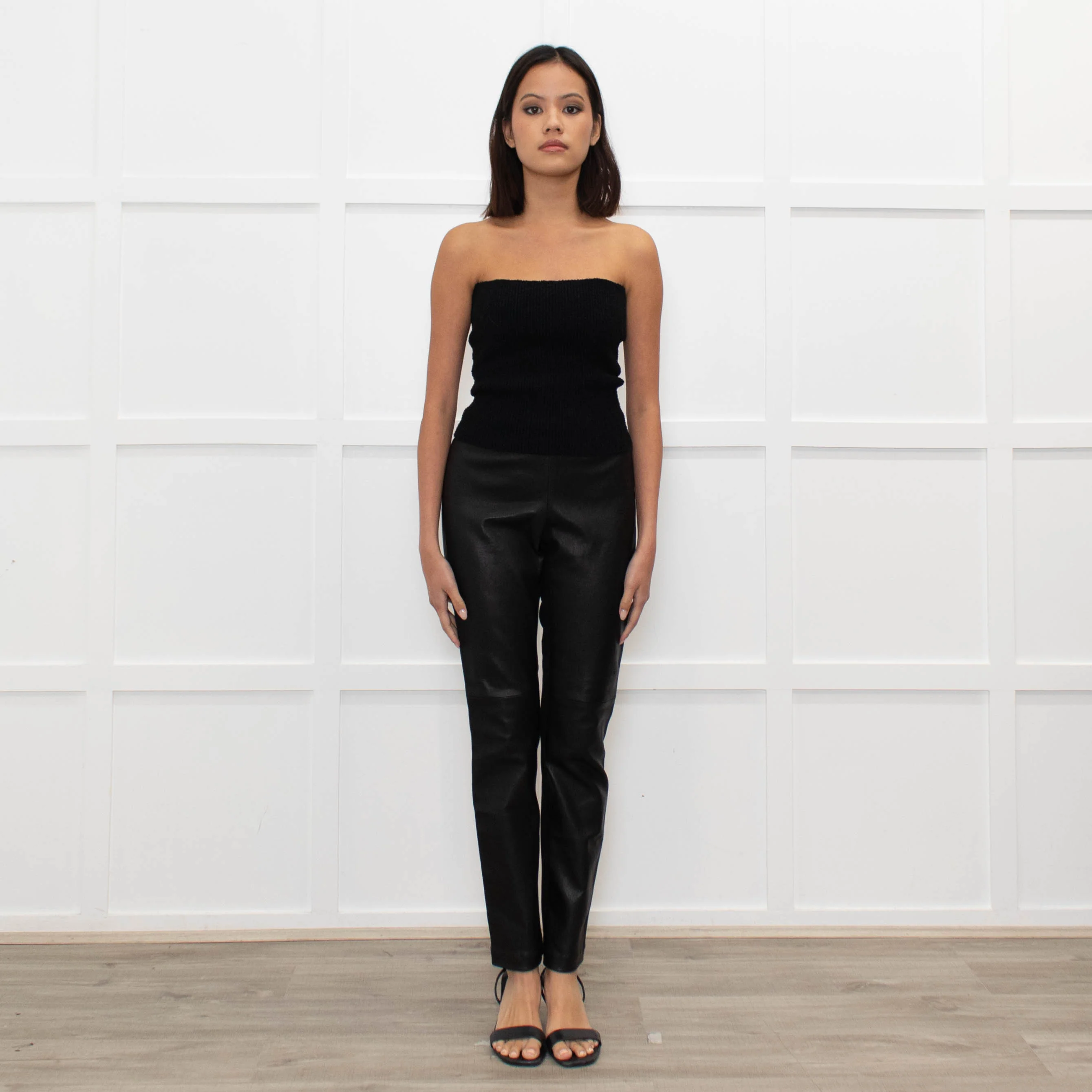 Joseph Black Leather and Gabardine Leggings