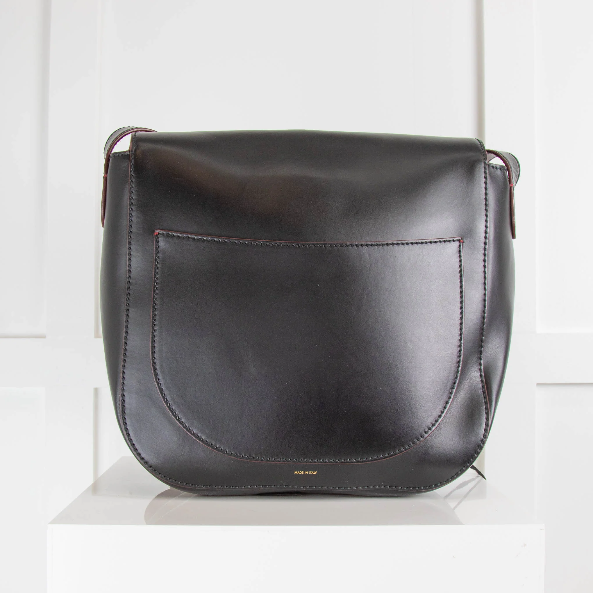 Joseph Black Leather Gold Buckle Cross Body Bag - Image 4