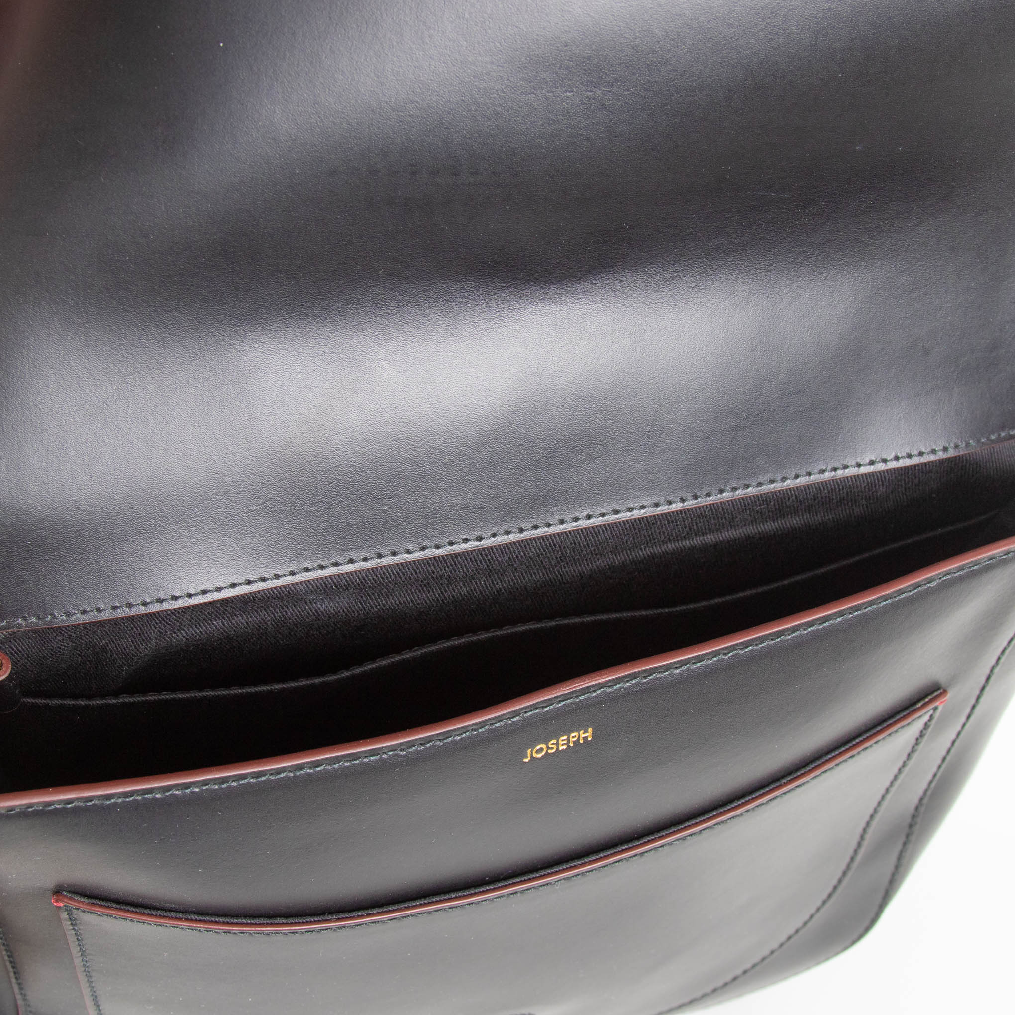Joseph Black Leather Gold Buckle Cross Body Bag - Image 6