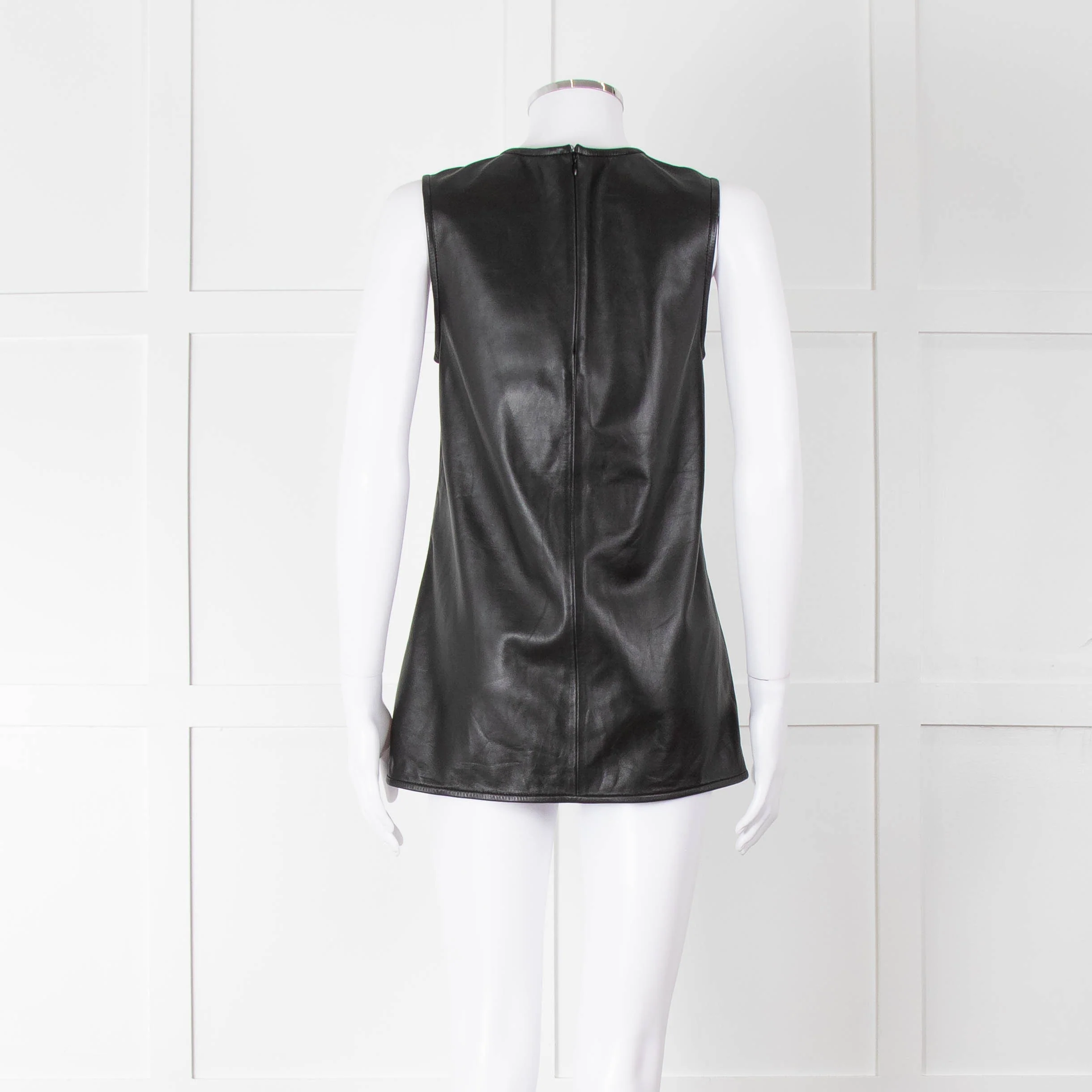 Joseph Black Leather Sleeveless Top - Image 5