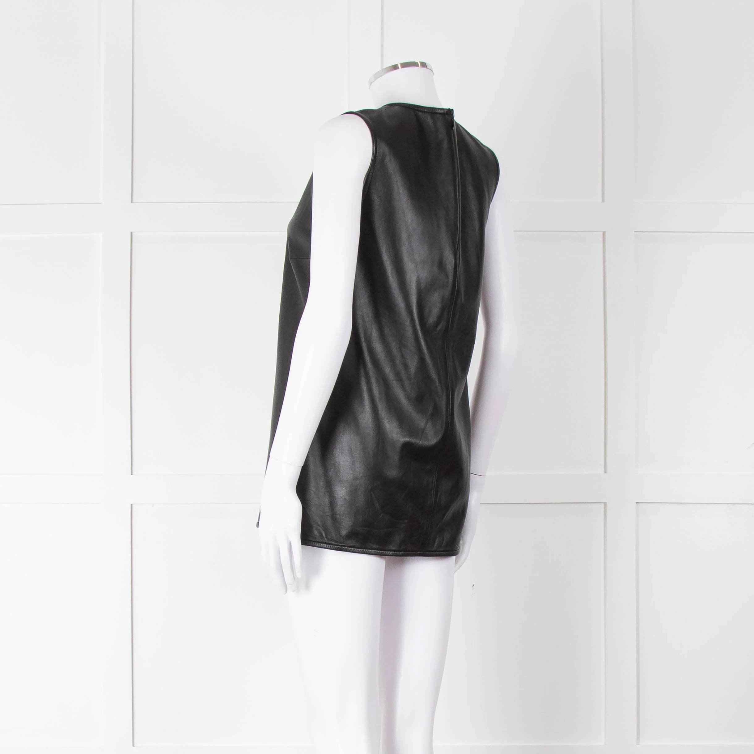 Joseph Black Leather Sleeveless Top - Image 6