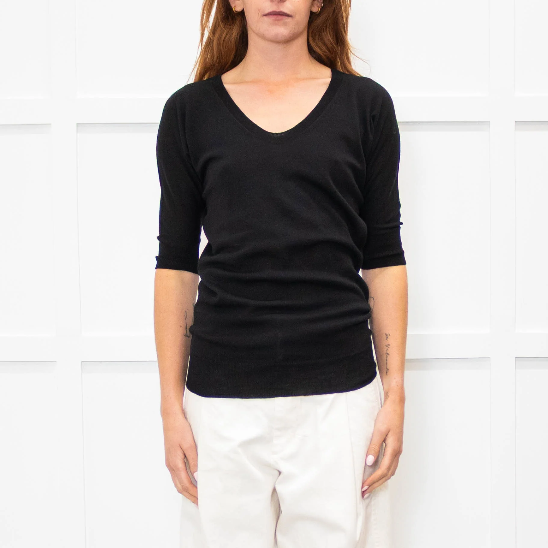 Joseph Black Light Wool Short Sleeve Top - Image 2