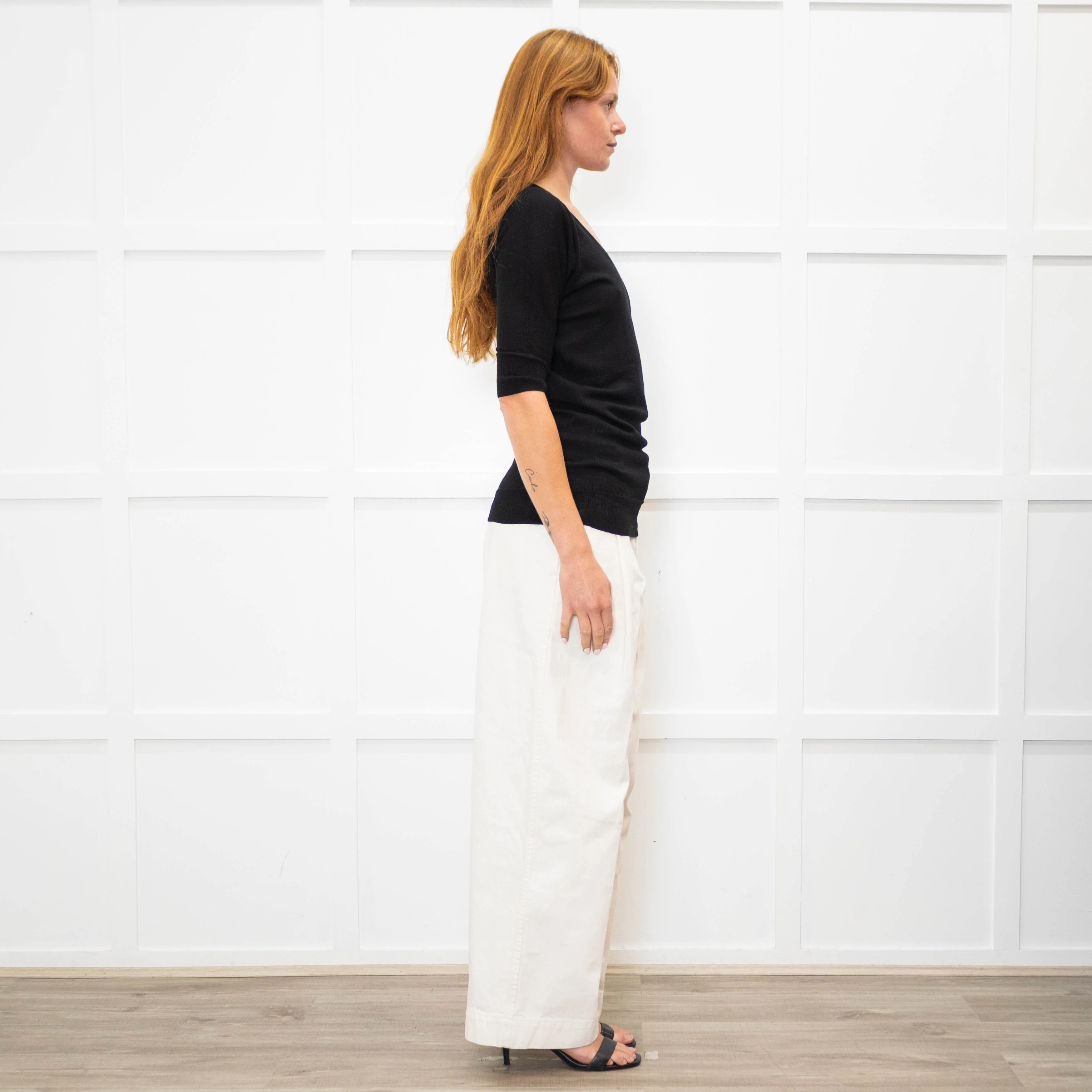 Joseph Black Light Wool Short Sleeve Top - Image 6