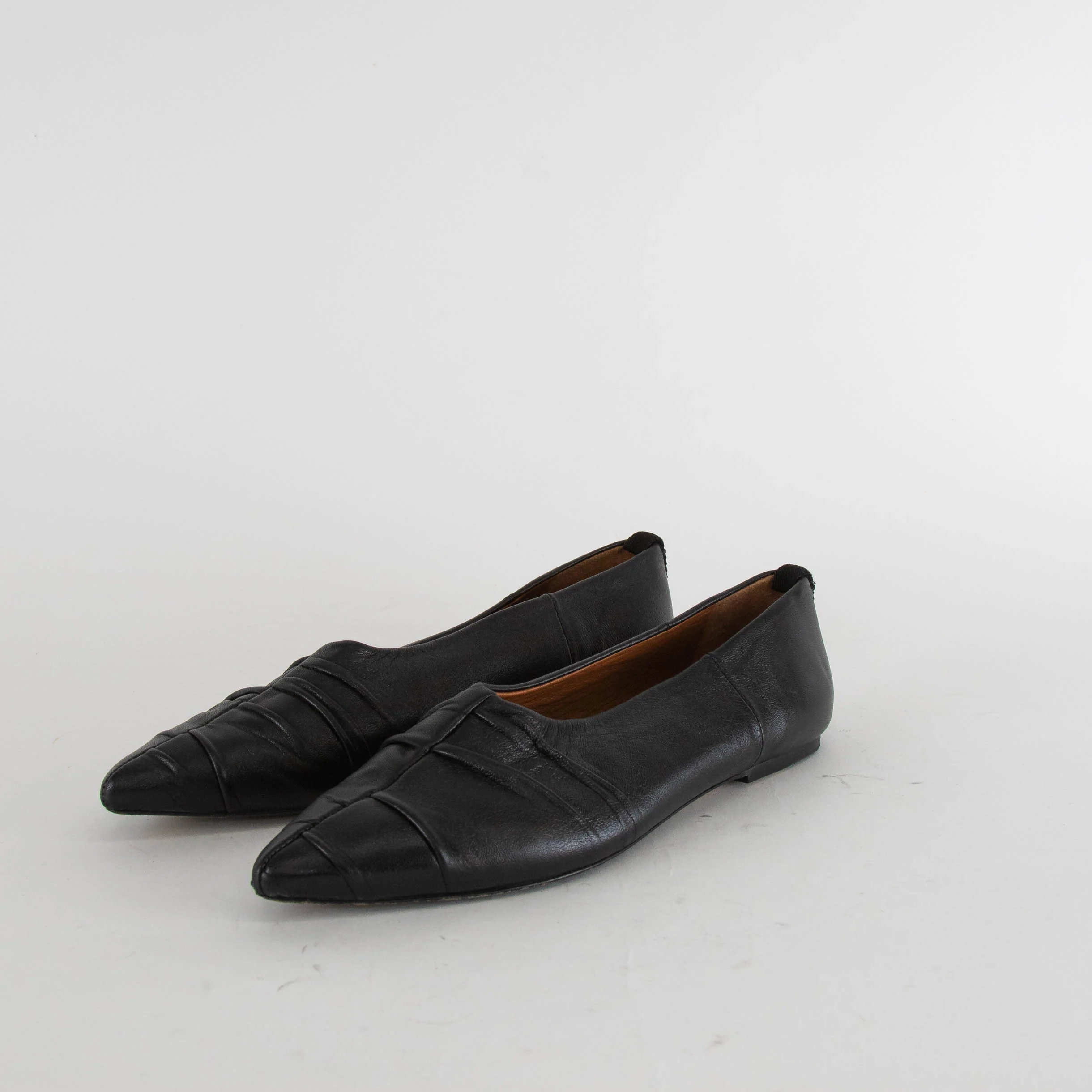 Joseph Black Ruched Pointy Flat Shoes