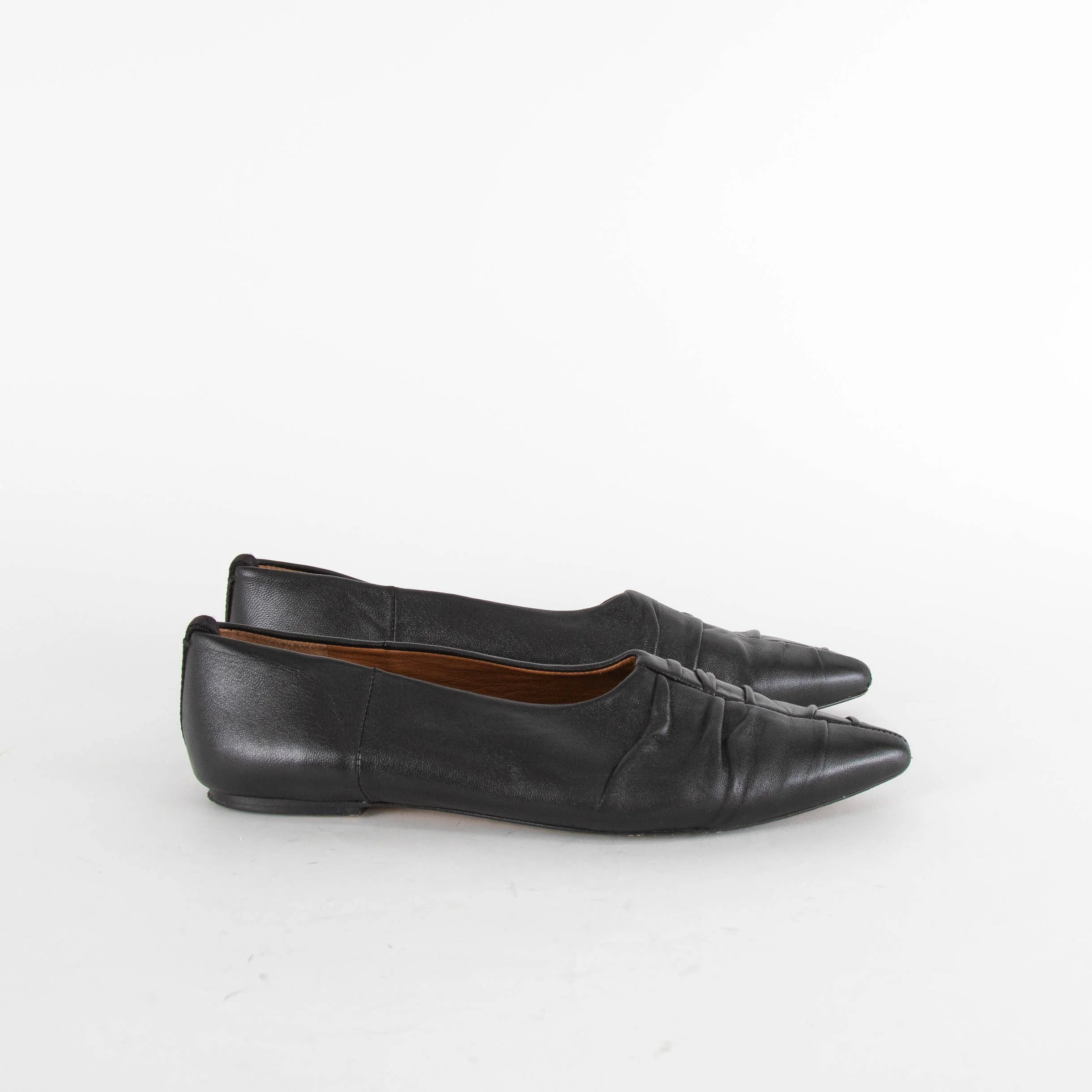 Joseph Black Ruched Pointy Flat Shoes - Image 5