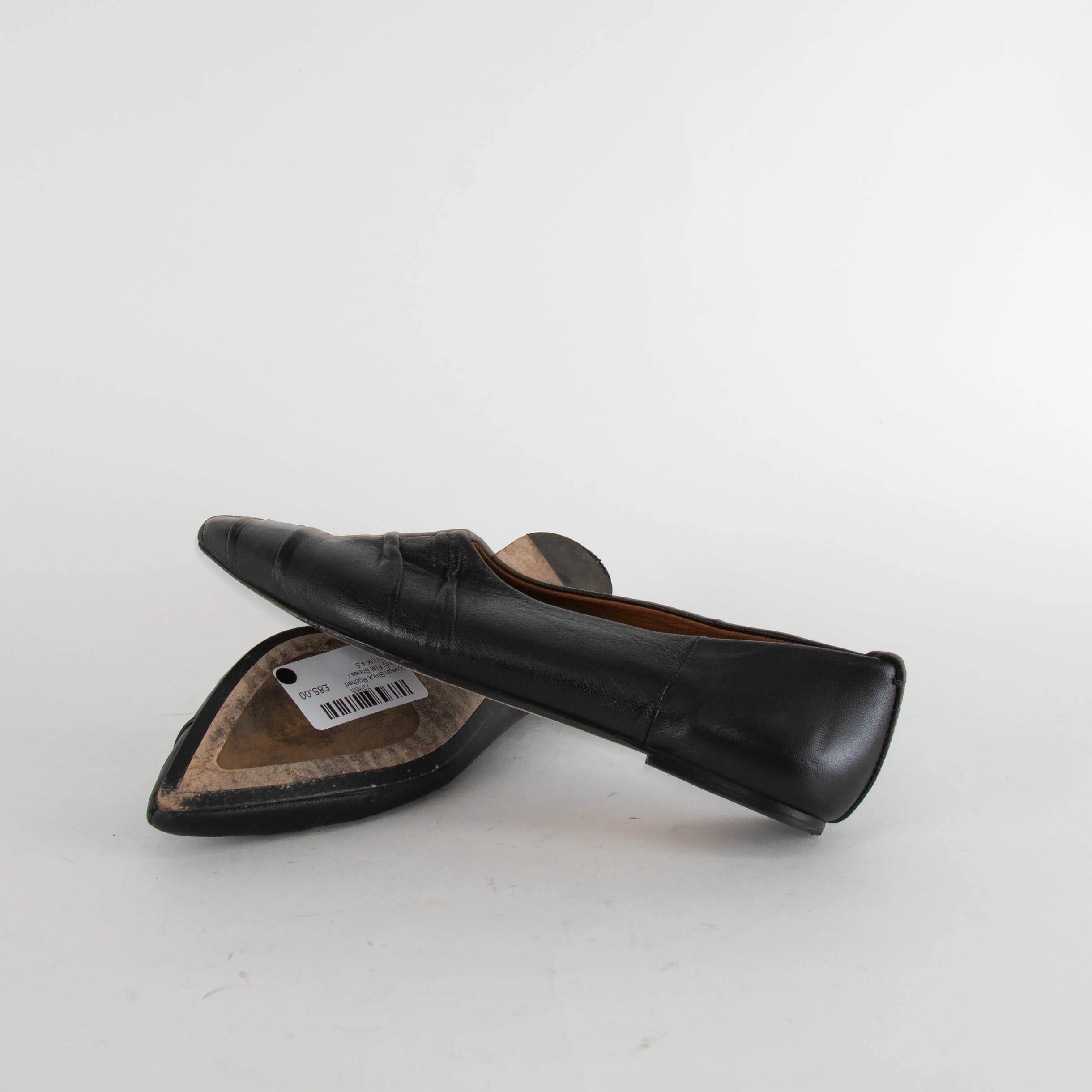 Joseph Black Ruched Pointy Flat Shoes - Image 6