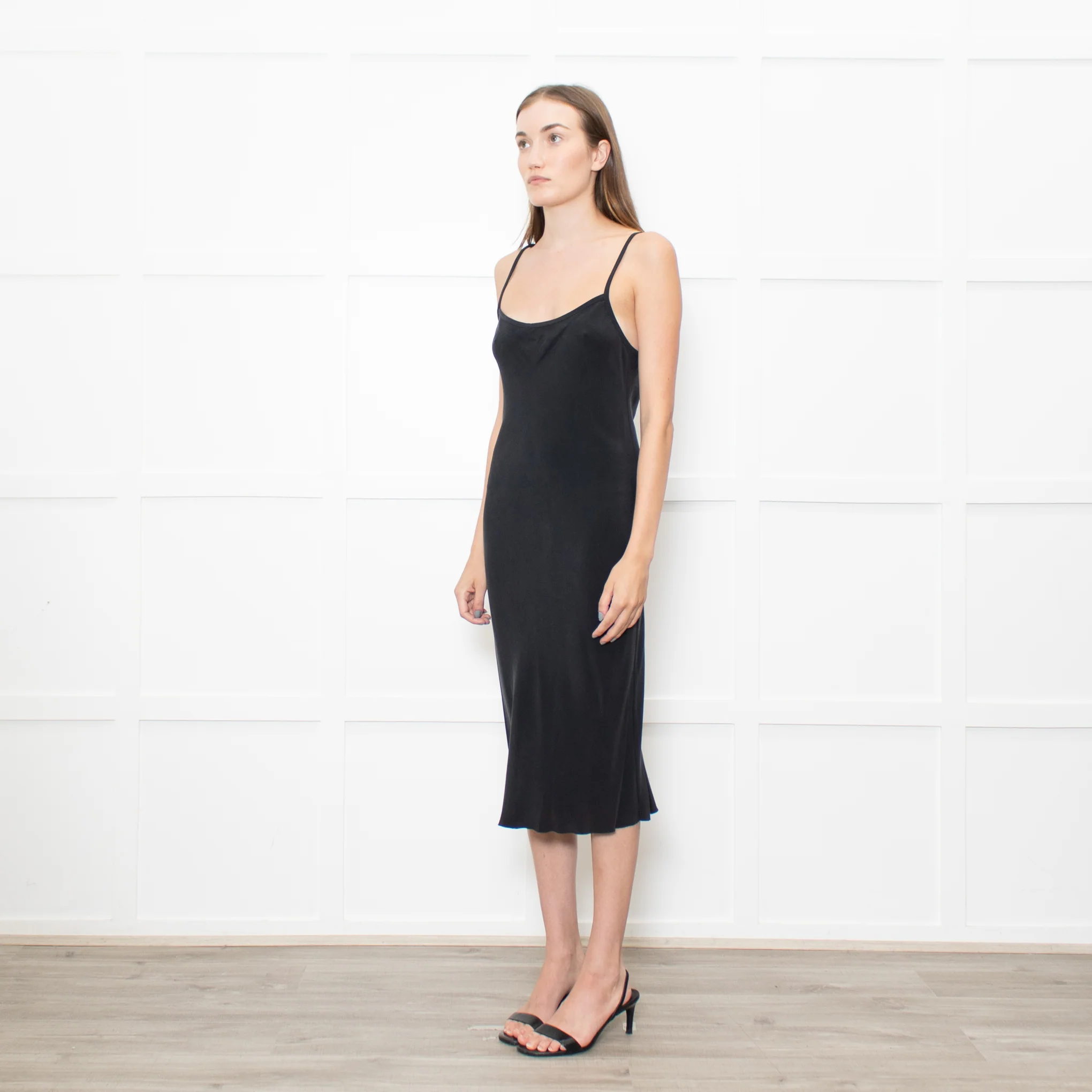 Joseph Black Silk Midi Slip Dress - Image 3
