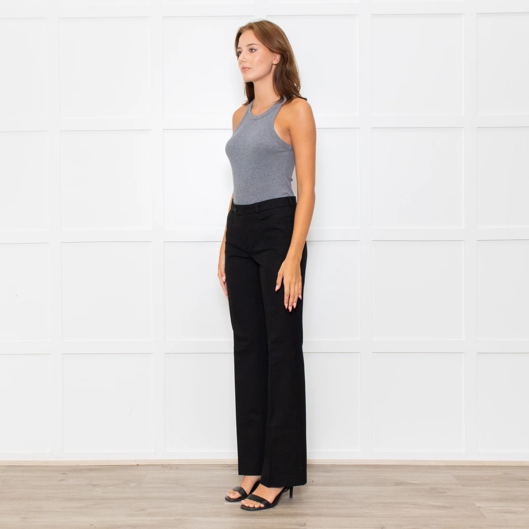 Joseph Black Straight Leg Wool Trousers - Image 3