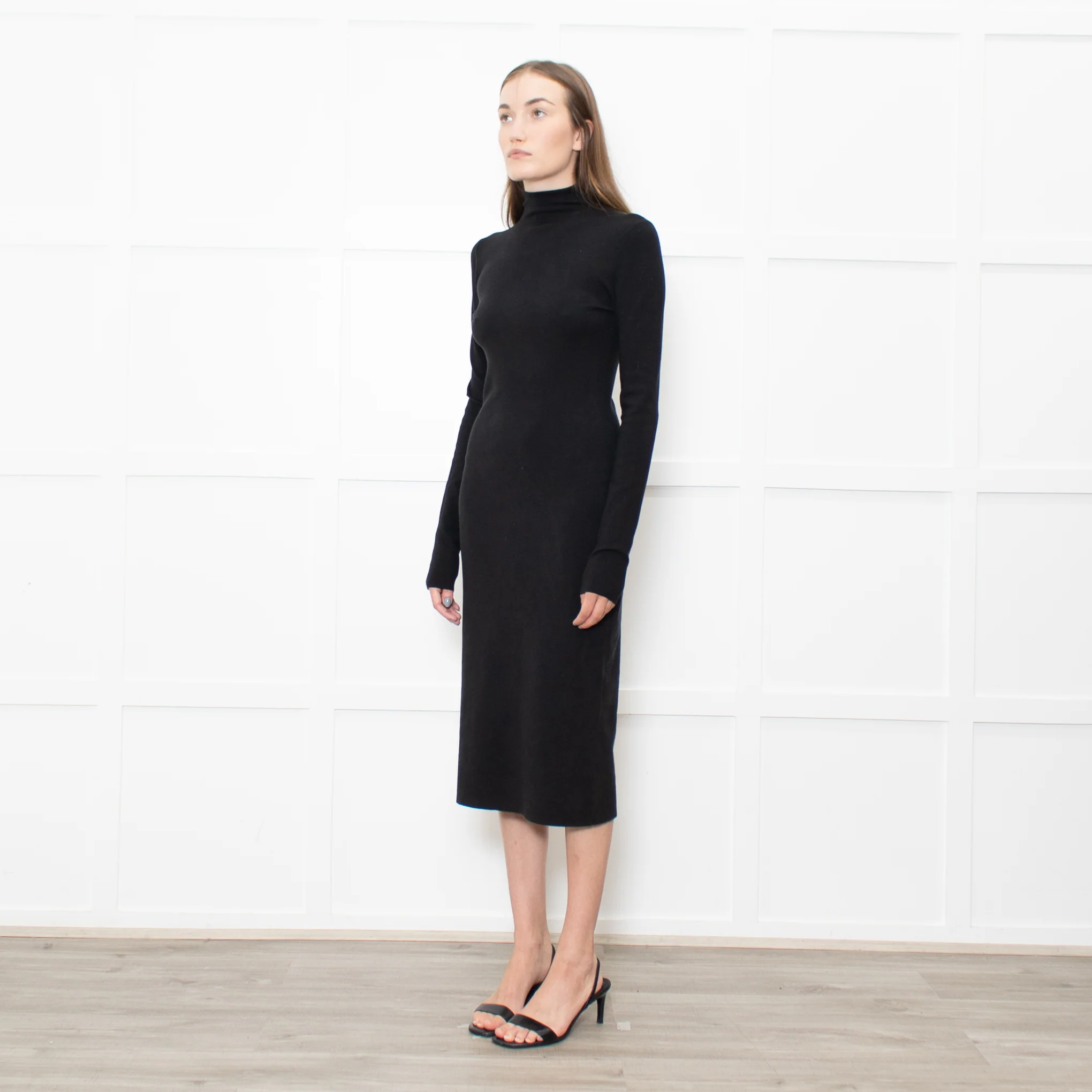 Joseph Black Stretchy Cotton Long Sleeve Dress - Image 3
