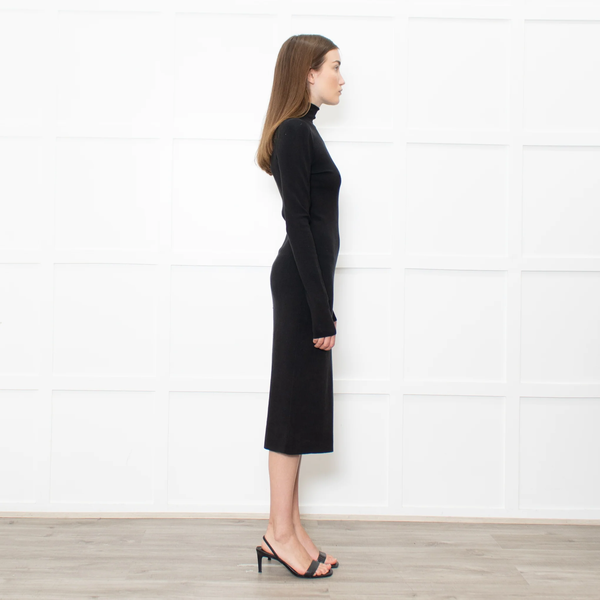 Joseph Black Stretchy Cotton Long Sleeve Dress - Image 6