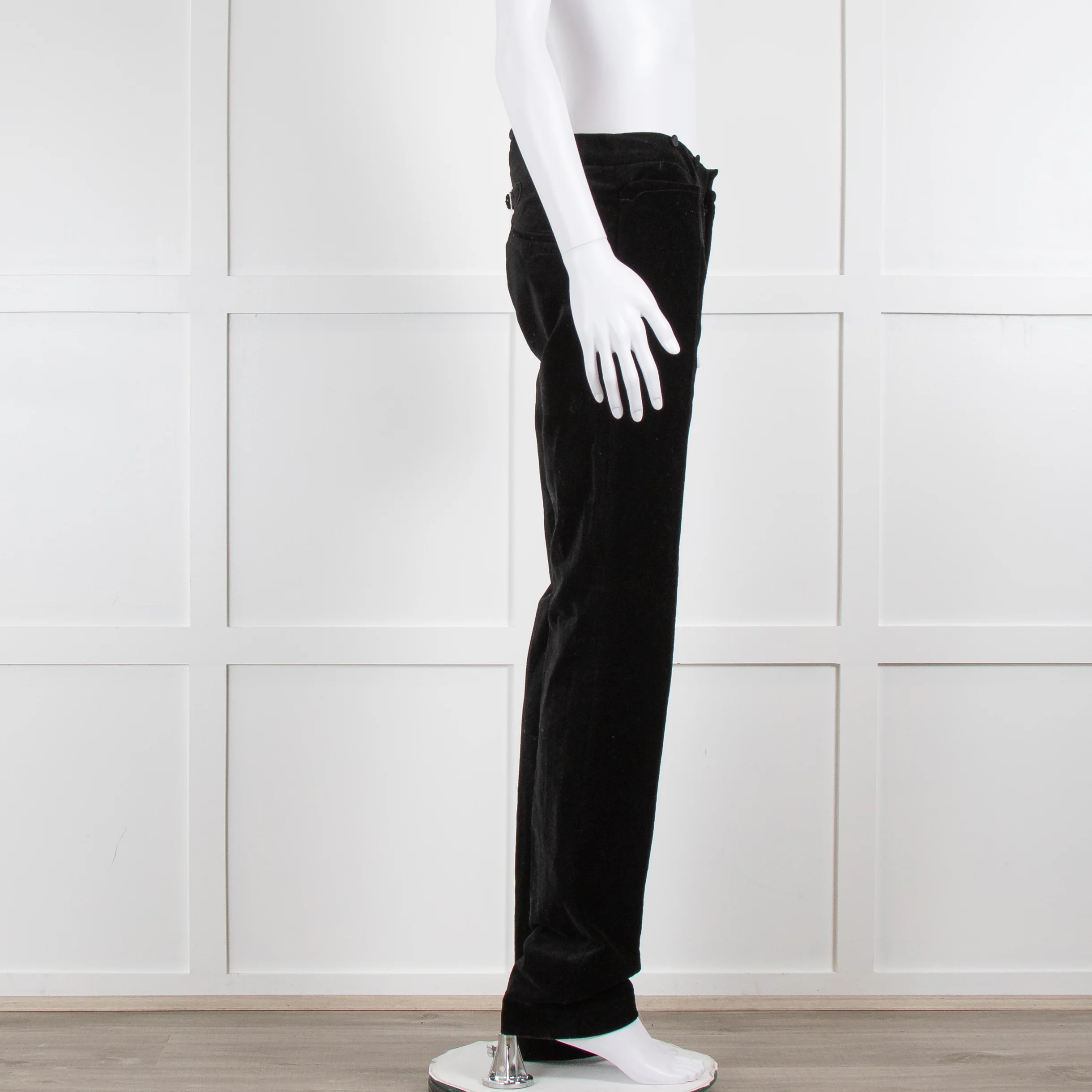 Joseph Black Velvet Trousers With Waist Button Detail - Image 2