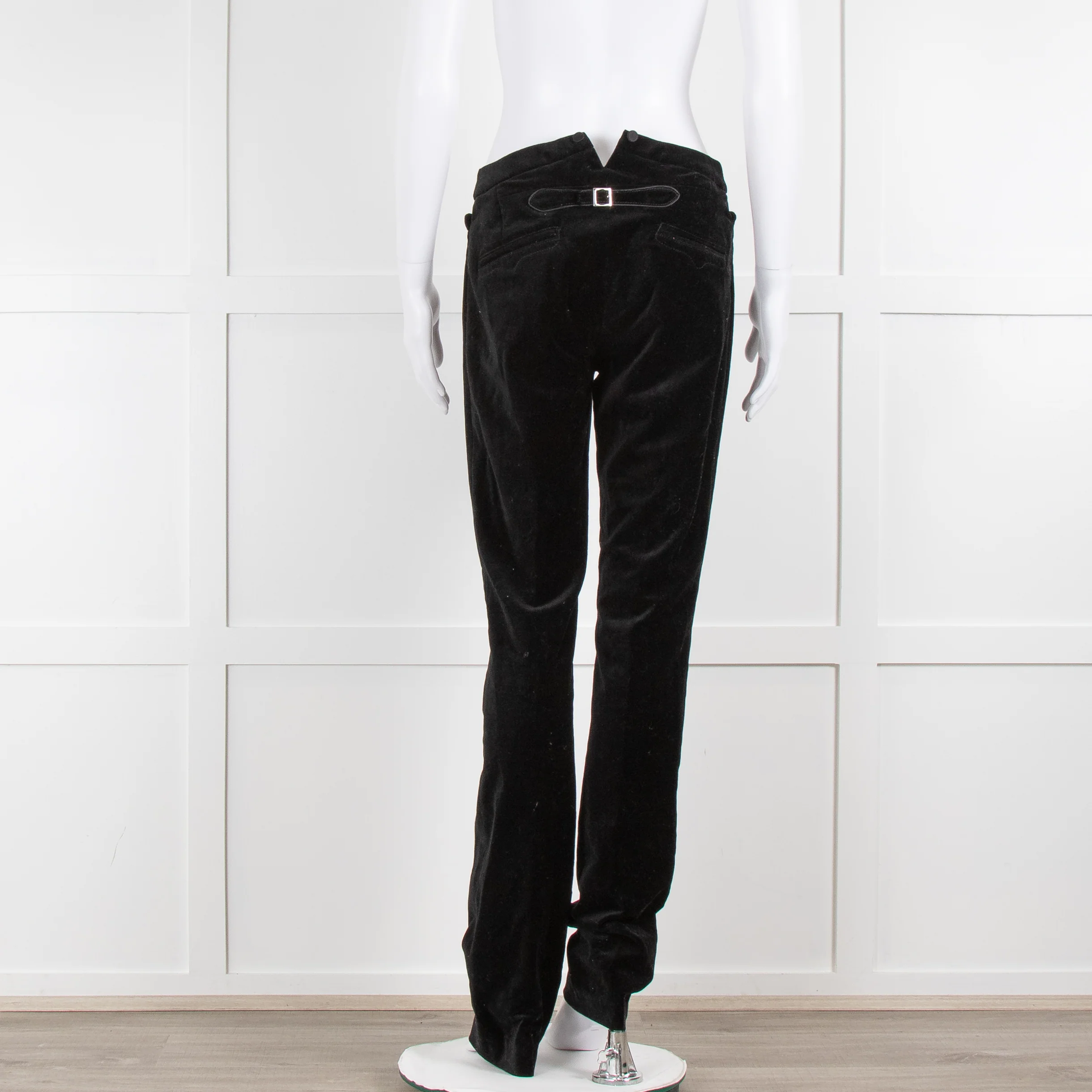 Joseph Black Velvet Trousers With Waist Button Detail - Image 3