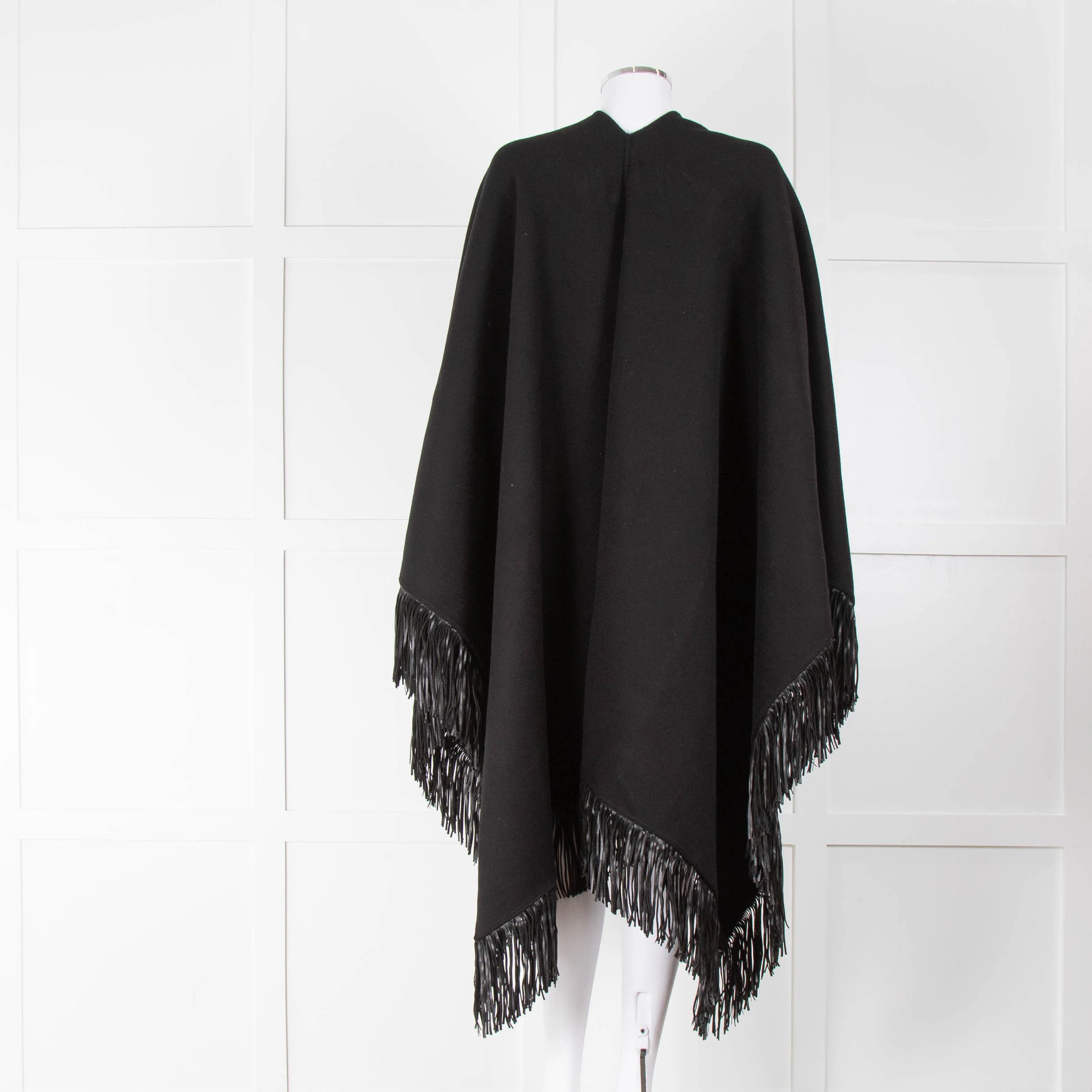 Joseph Black Wool Cape with Tassels - Image 3