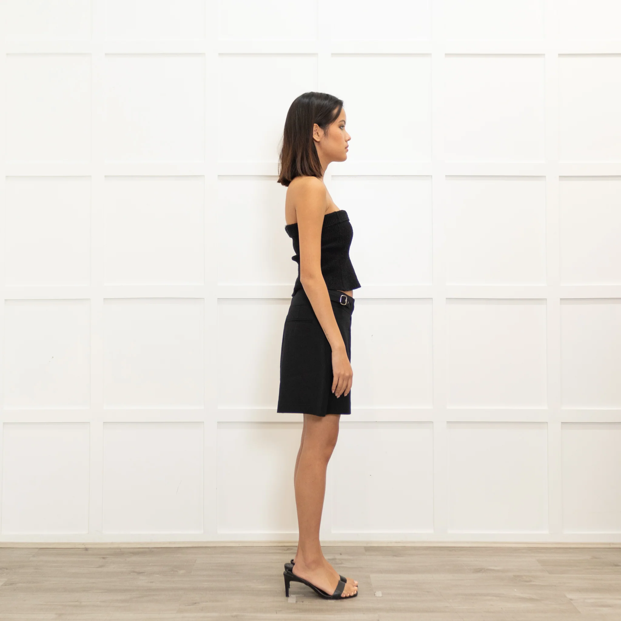 Joseph Black Wool Mini Skirt With Belt - Image 4