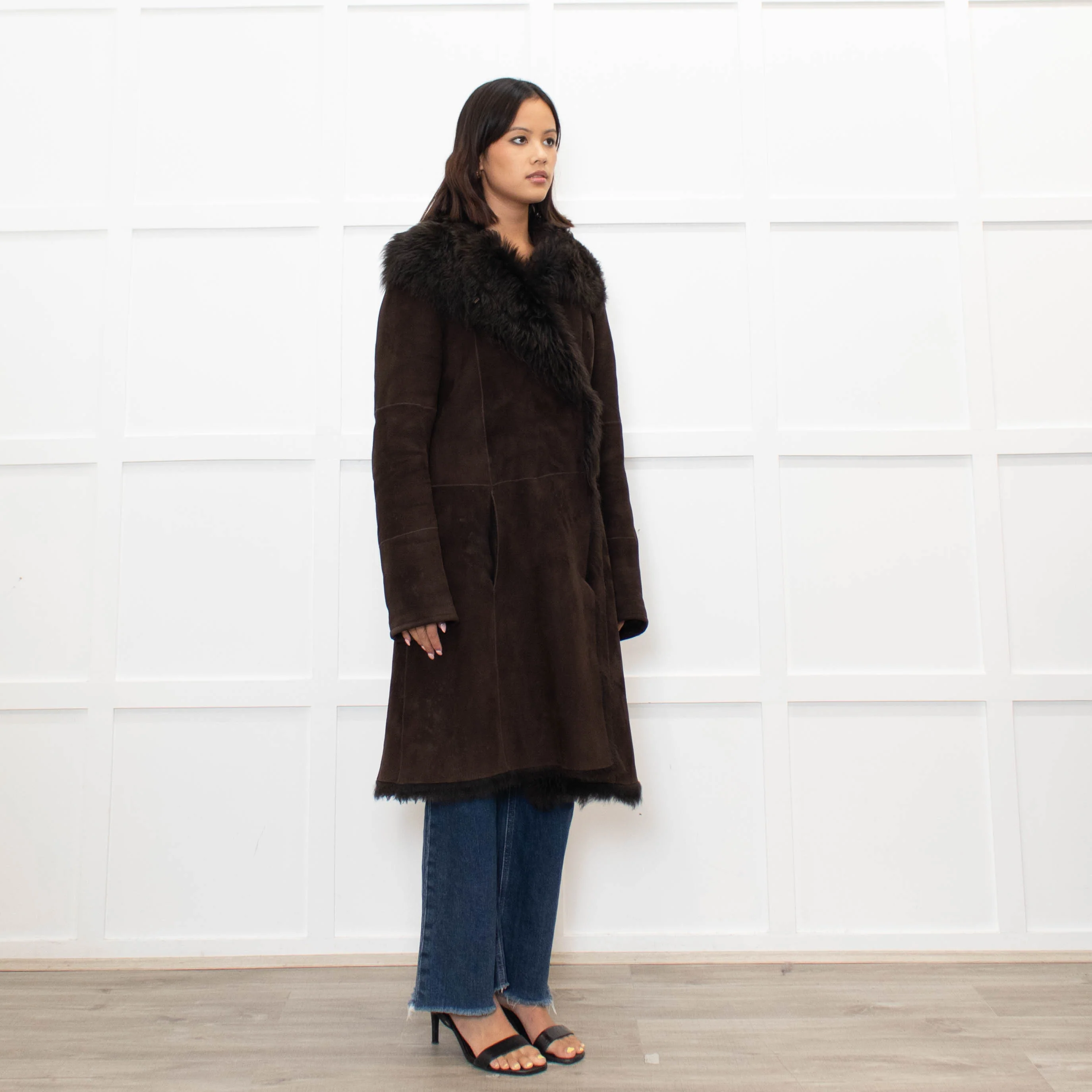 Joseph Brown Shearling Coat - Image 3