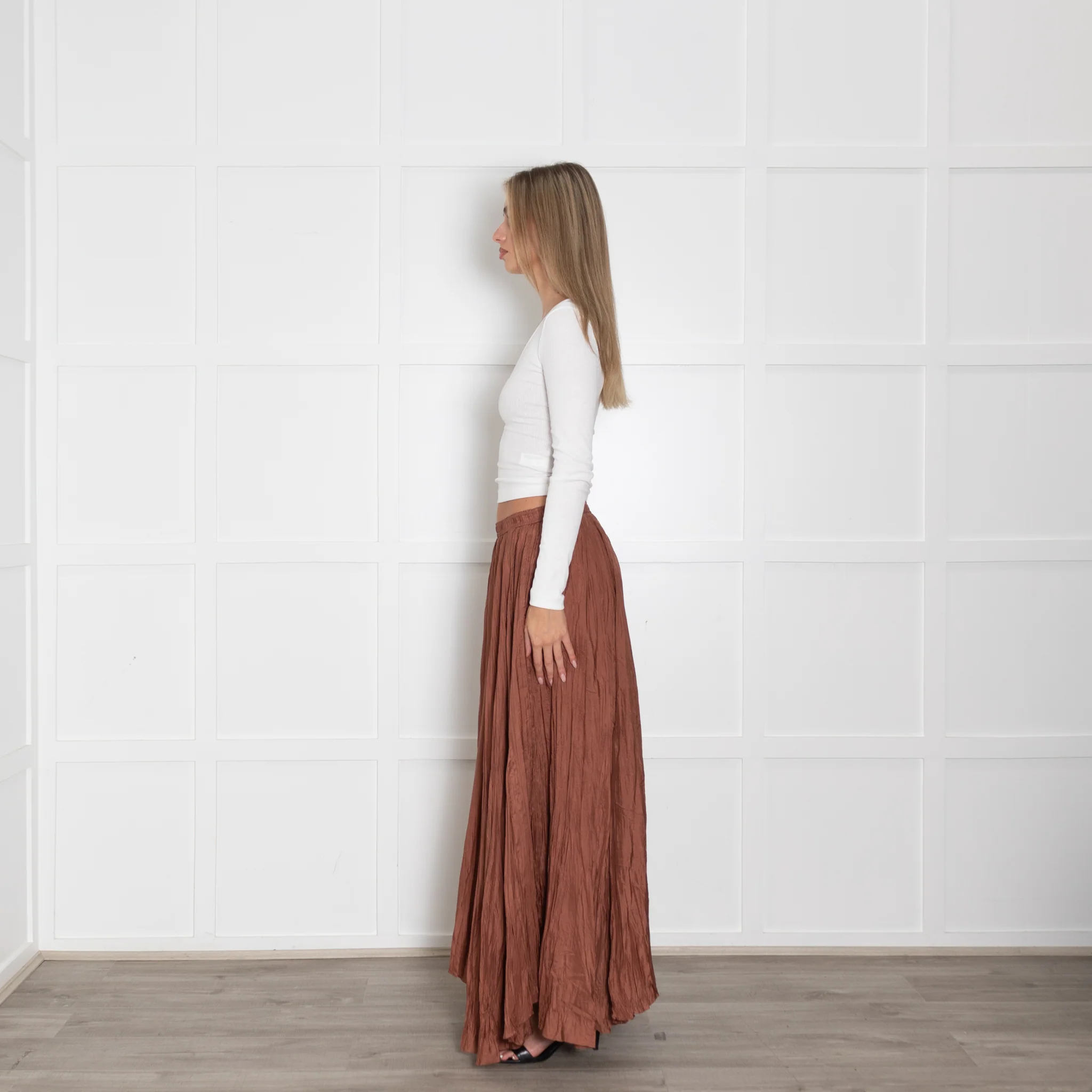 Joseph Brown Silk Maxi Skirt - Image 4