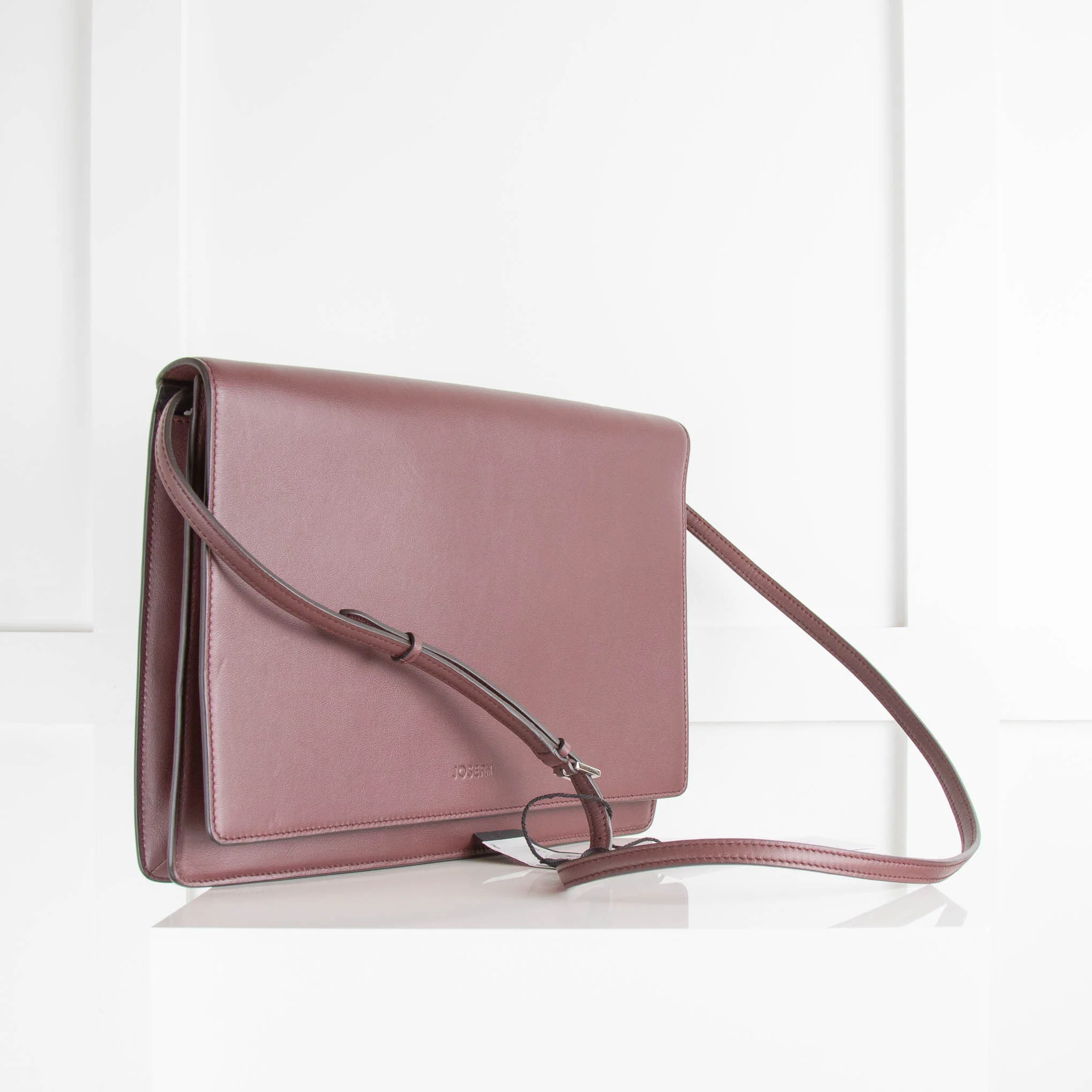 Joseph Burgundy Leather Flap Bag - Image 2