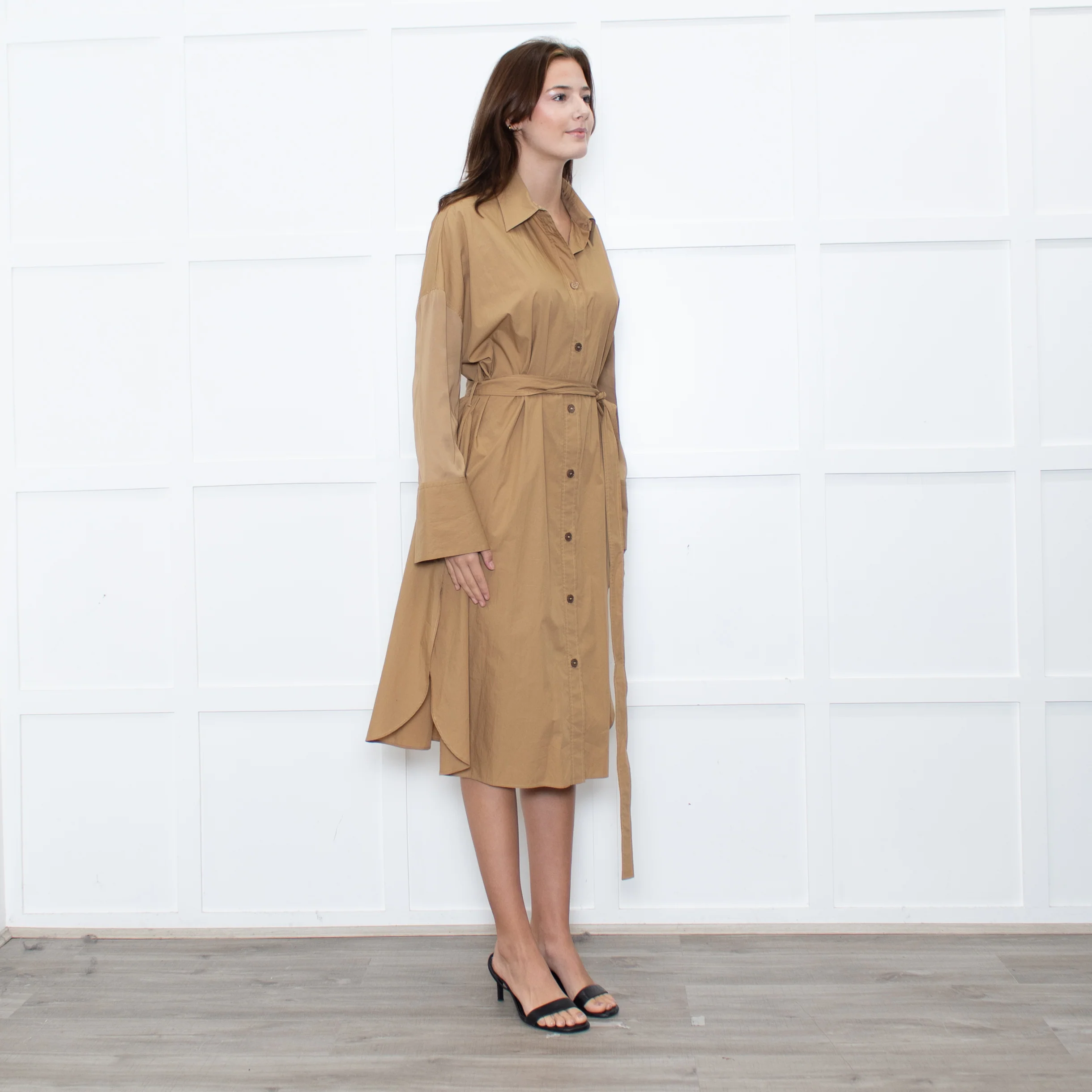 Joseph Camel Darwin Belted Shirt Dress - Image 7