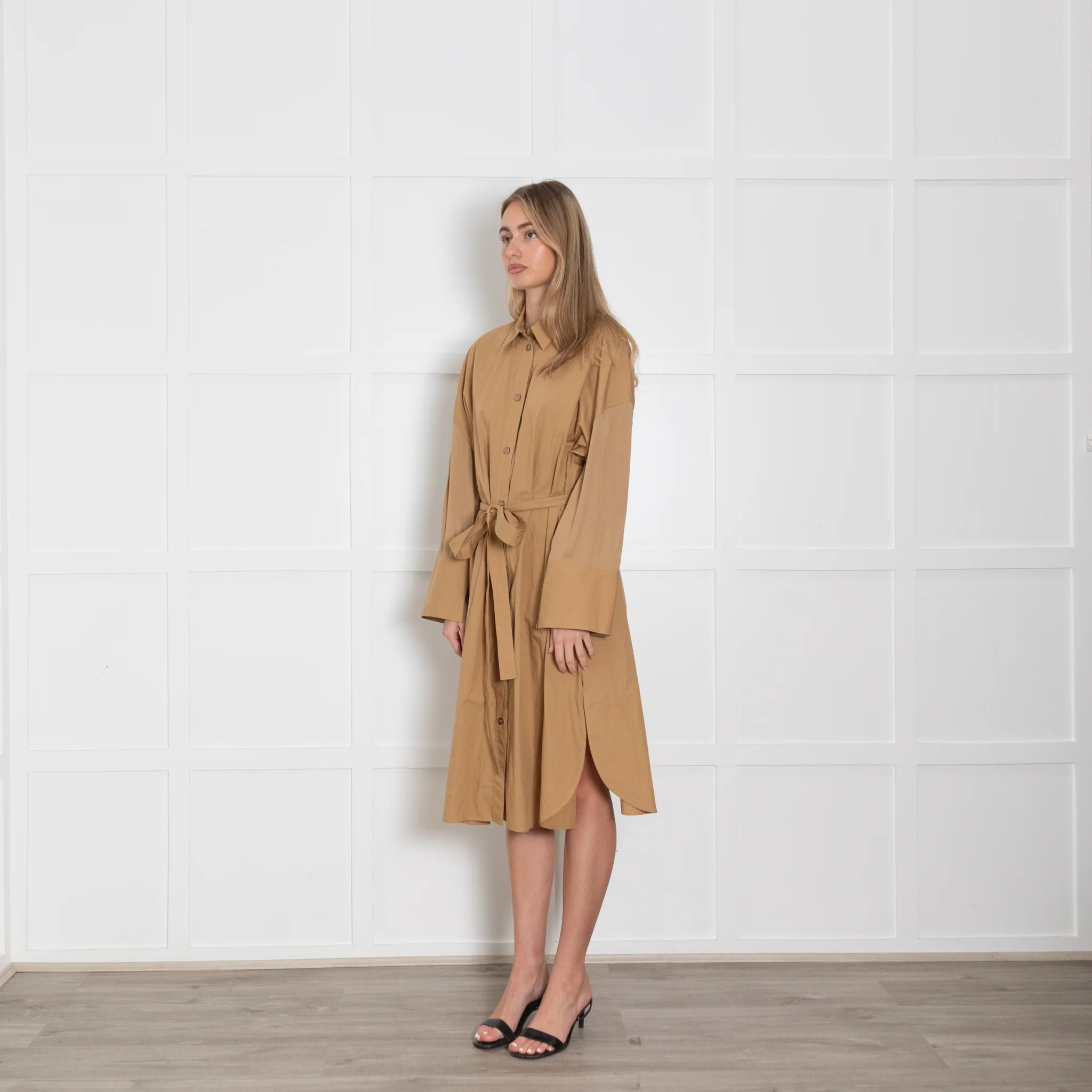 Joseph Camel Darwin Shirt Dress With  Belt - Image 3