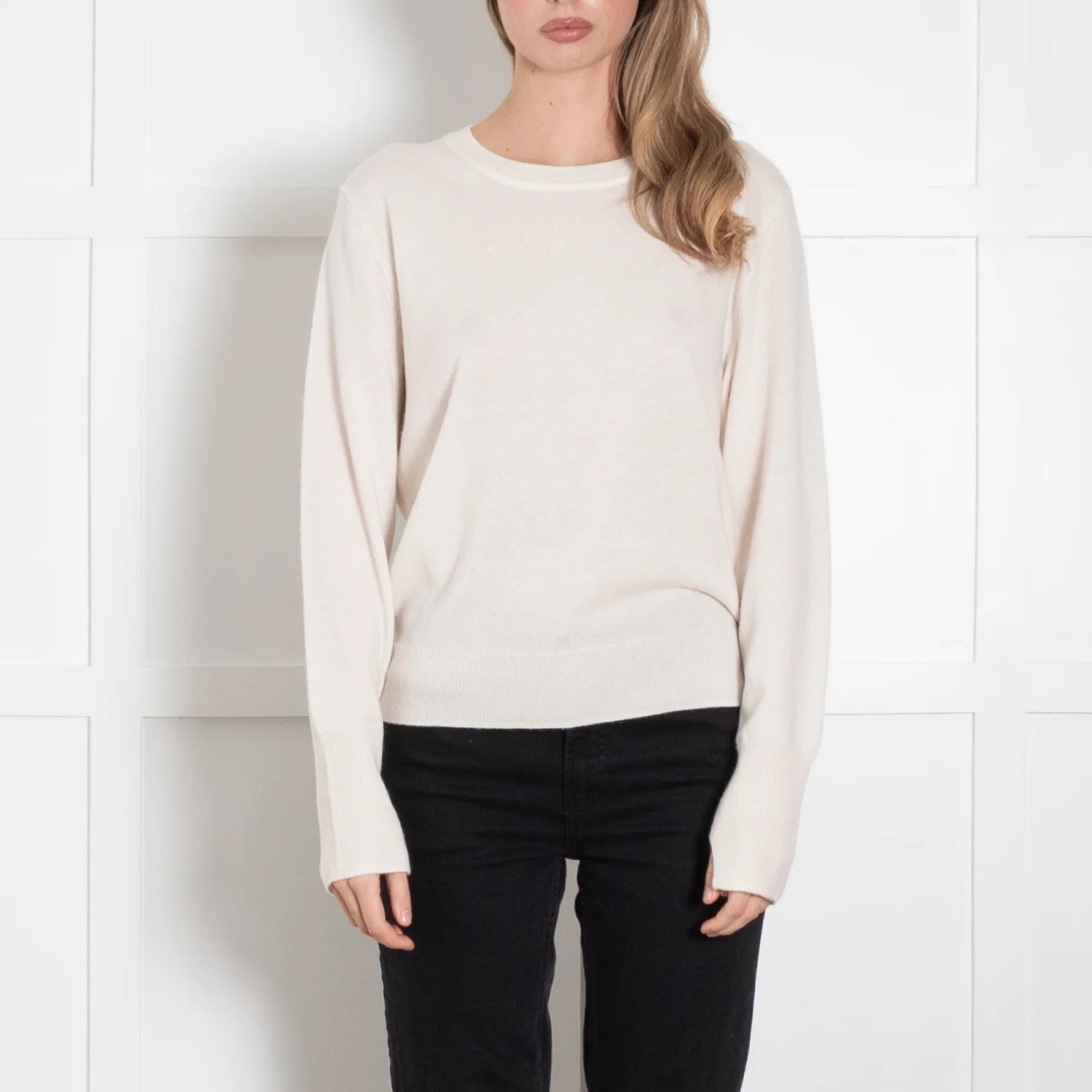 Joseph Cream Crew Neck Cashmere Jumper - Image 2