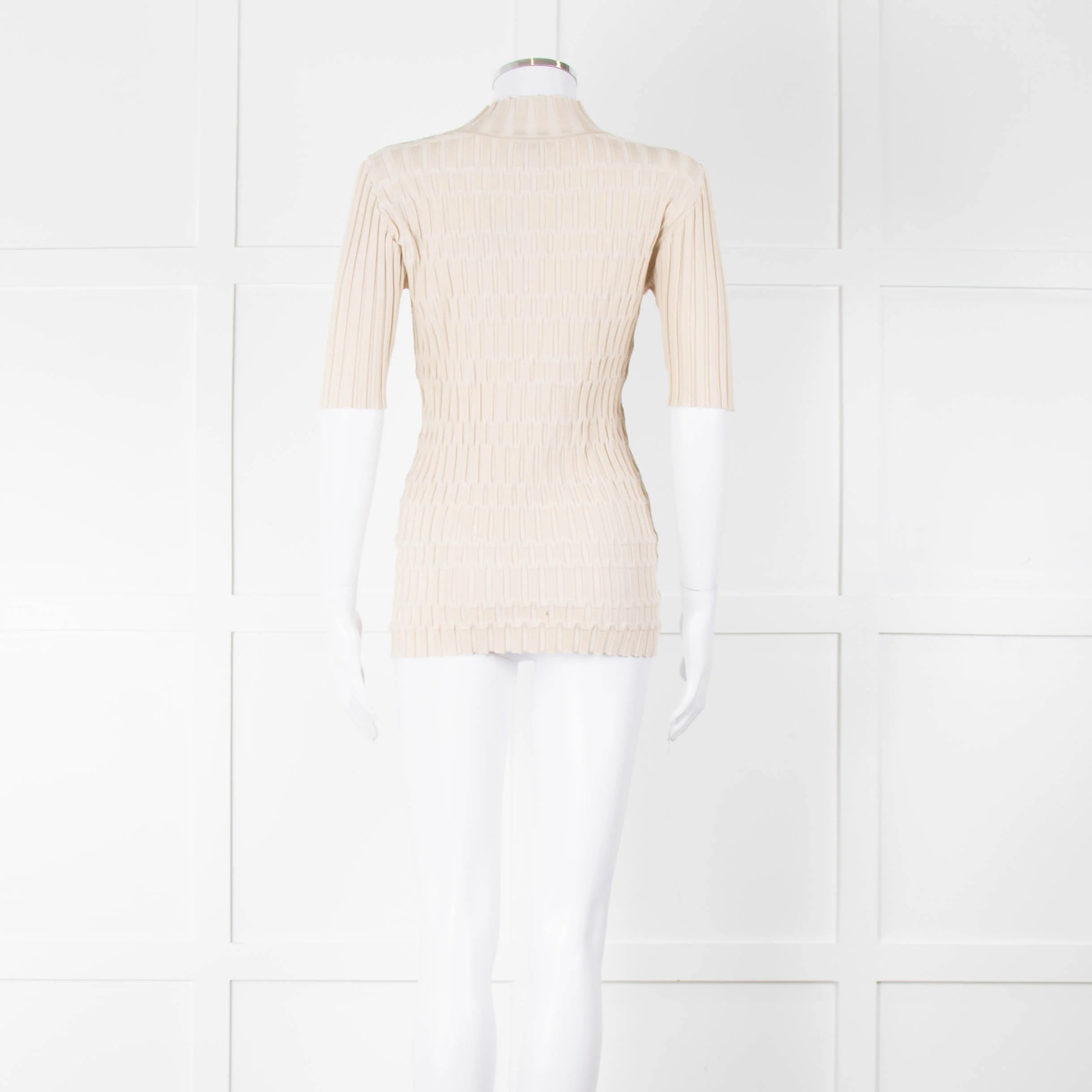 Joseph Cream Geometric Rib Short Sleeve Polo Neck - Image 5