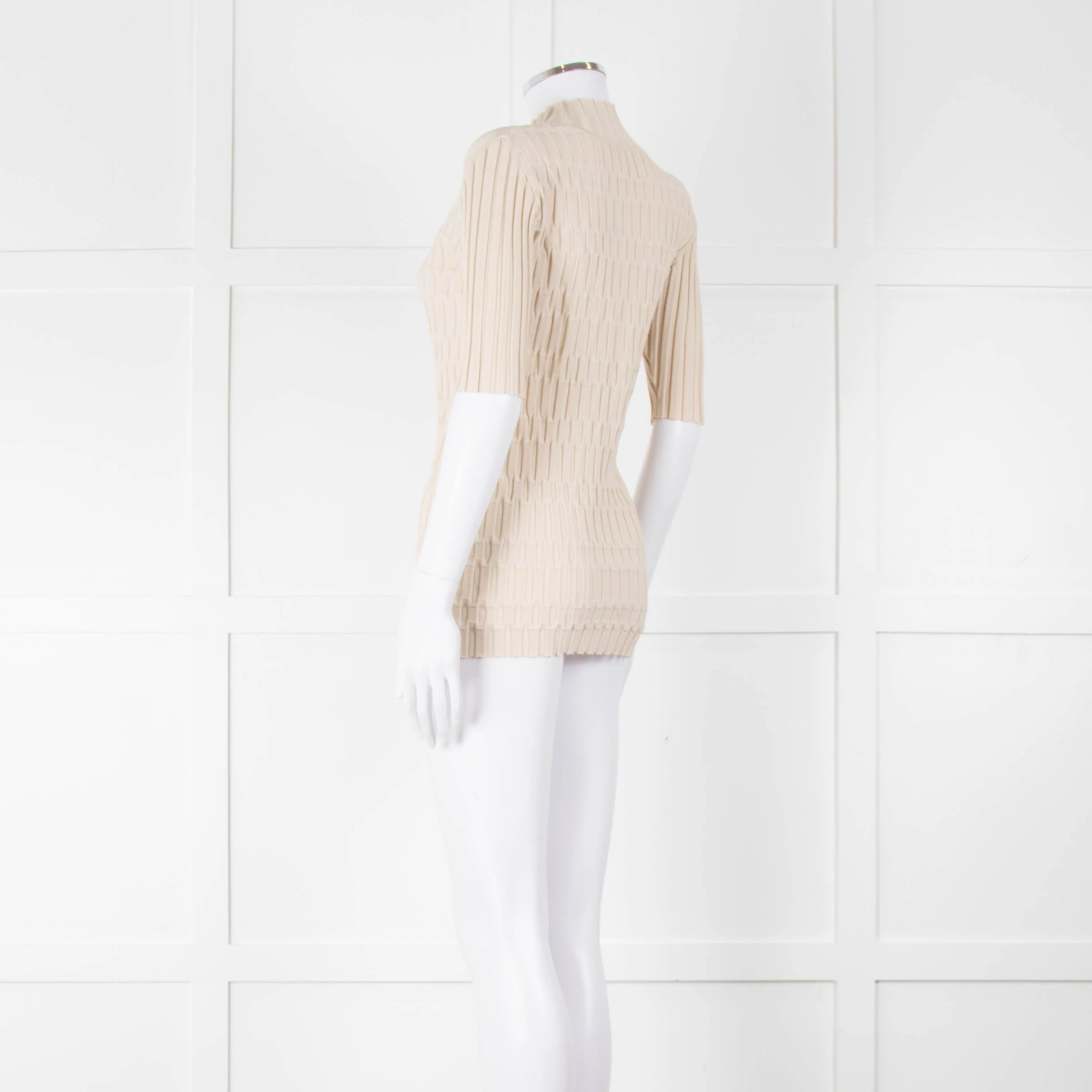 Joseph Cream Geometric Rib Short Sleeve Polo Neck - Image 6
