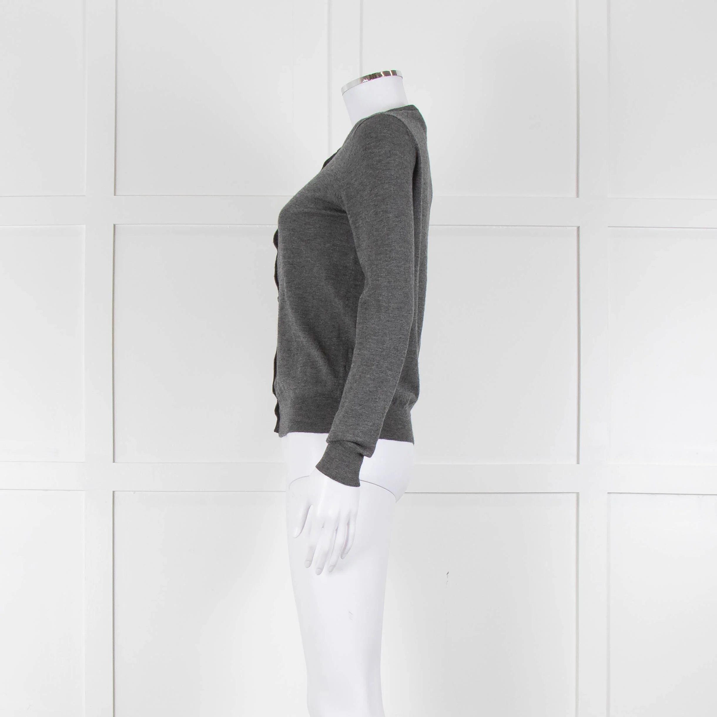 Joseph Grey Cashmere Fine Knit Cardigan - Image 7