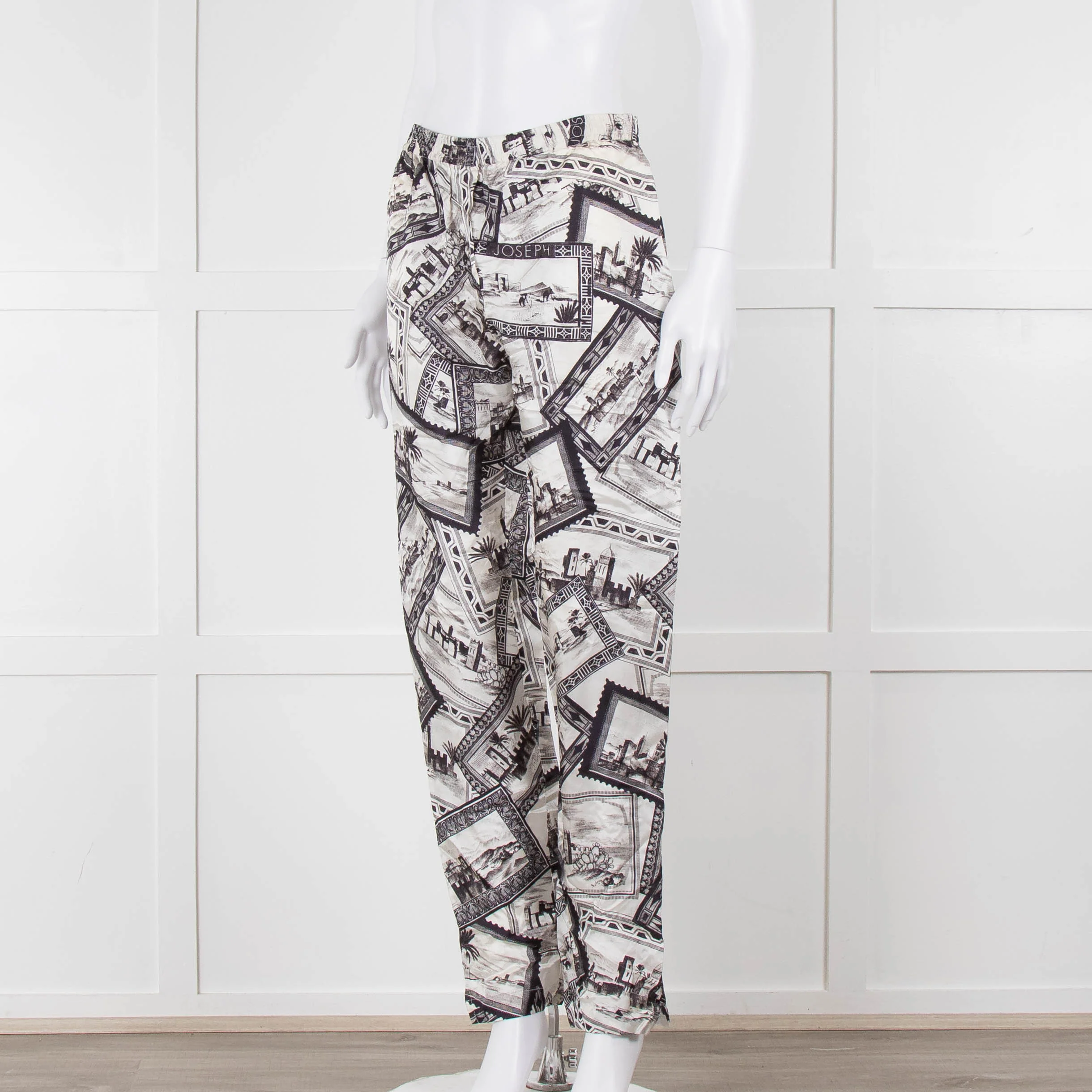 Joseph Grey Graphic Silk Jogger Style Trousers - Image 7